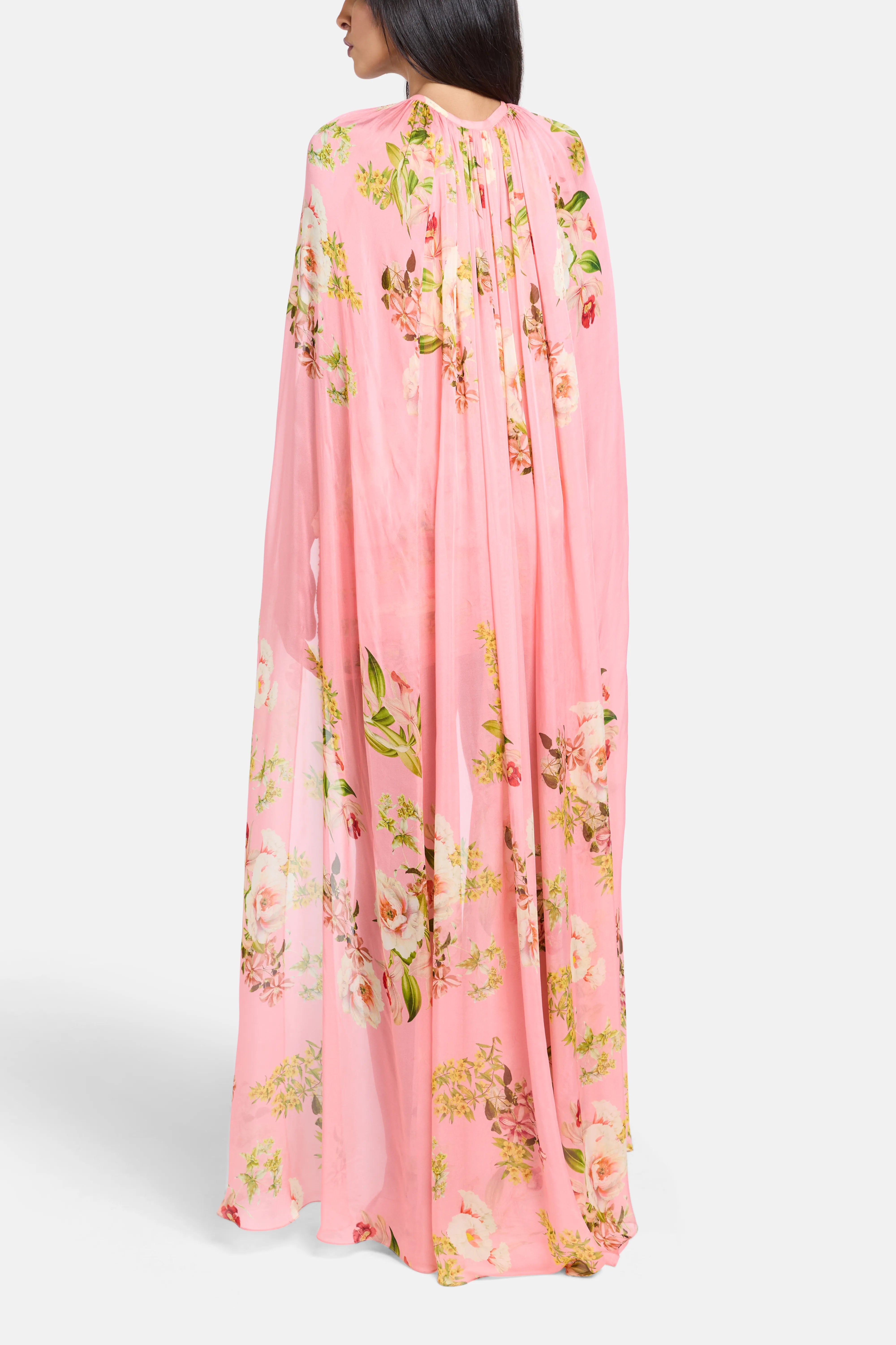 Lena Ruched Cape Mini Dress in Pink