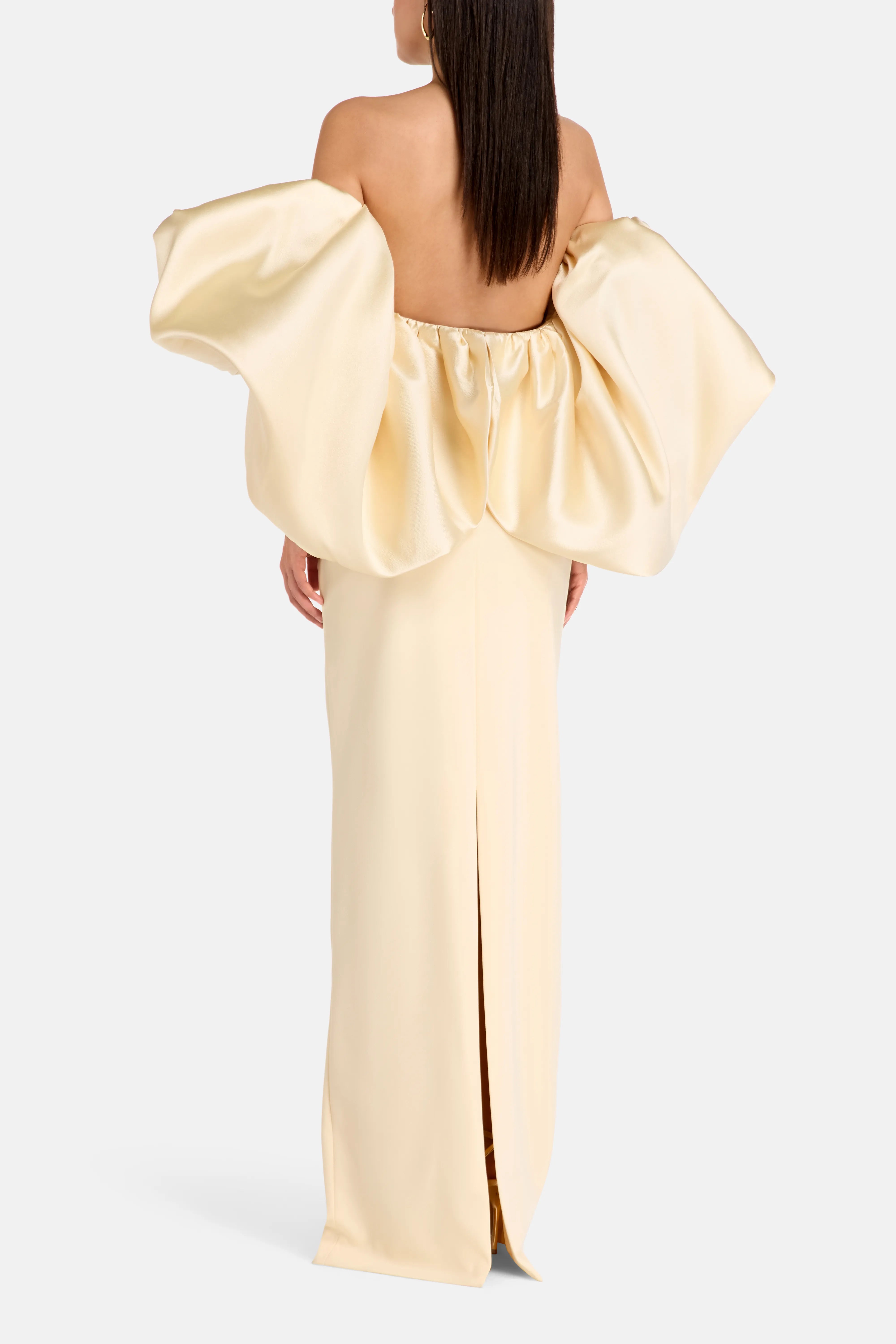 Floris Off Shoulder Puff Sleeves Evening Dress in White