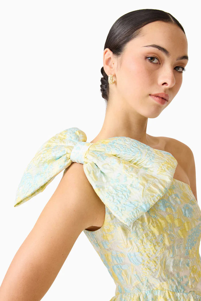 Penelope Asymmetrical One Shoulder Floral Maxi Dress in Yellow