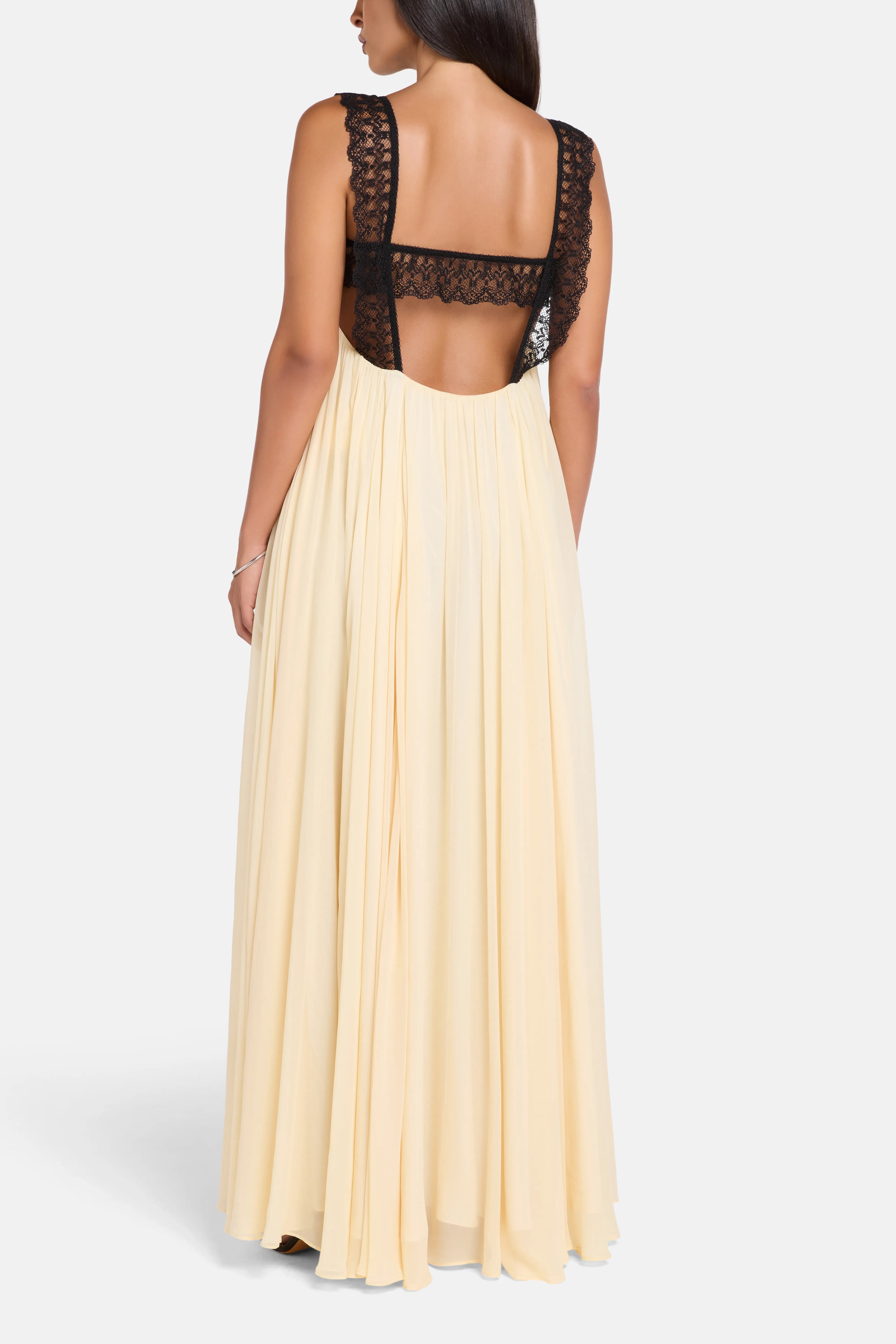 Carmela Viscose Georgette Sleeveless Maxi Dress in White