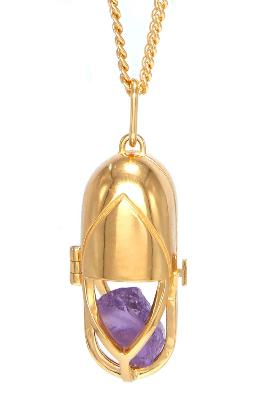 Capsule Crystal Pendant Necklace in Gold