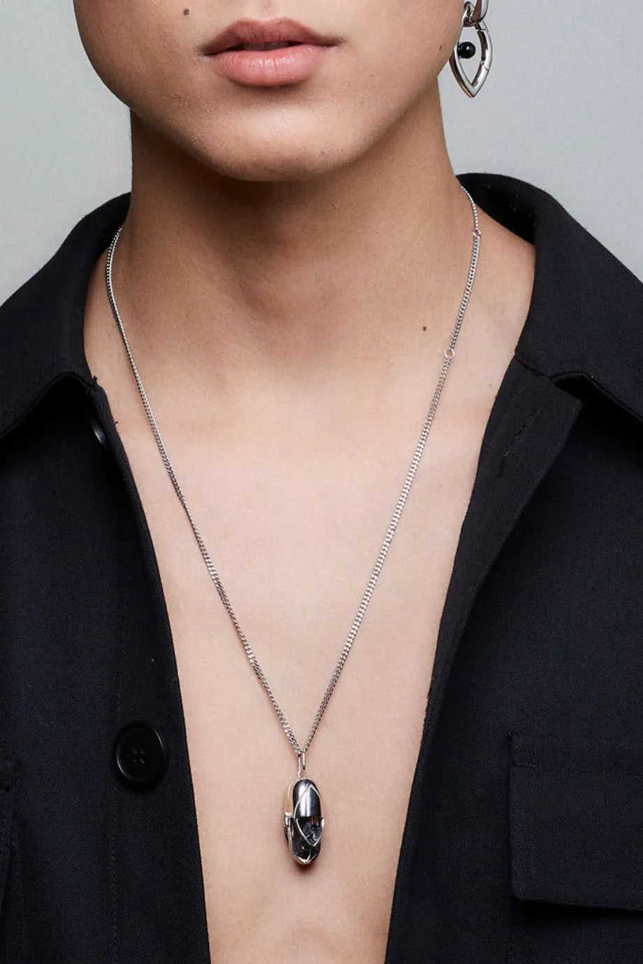 Capsule Crystal Pendant Necklace in Silver