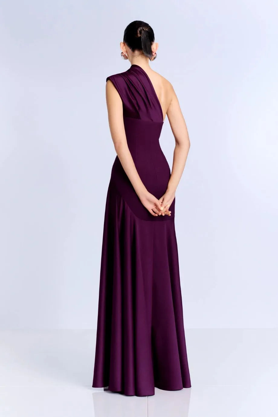 Gabriela One Shoulder Evening Dress in Purple