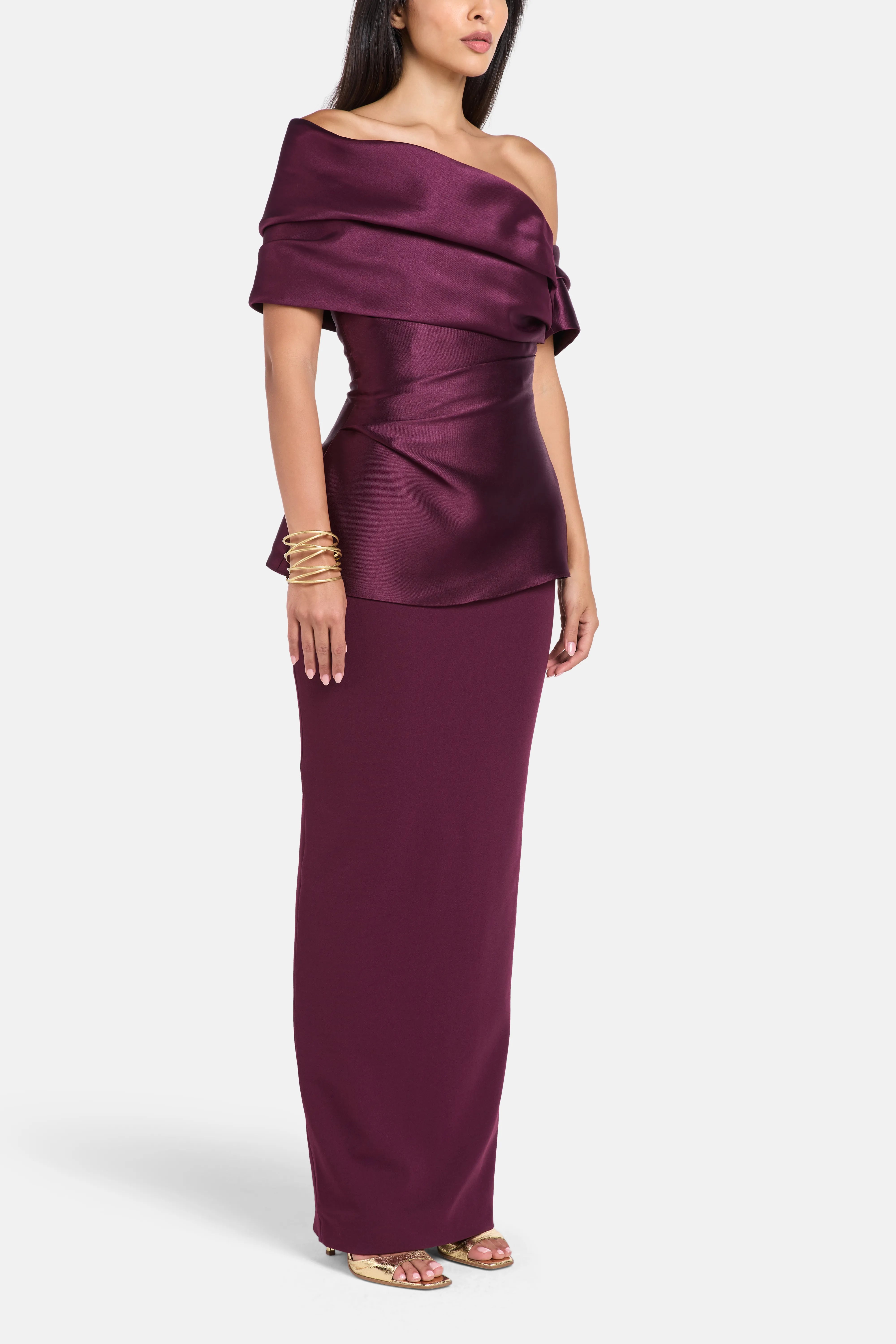 Lucine One Shoulder Evening Dress in Purple