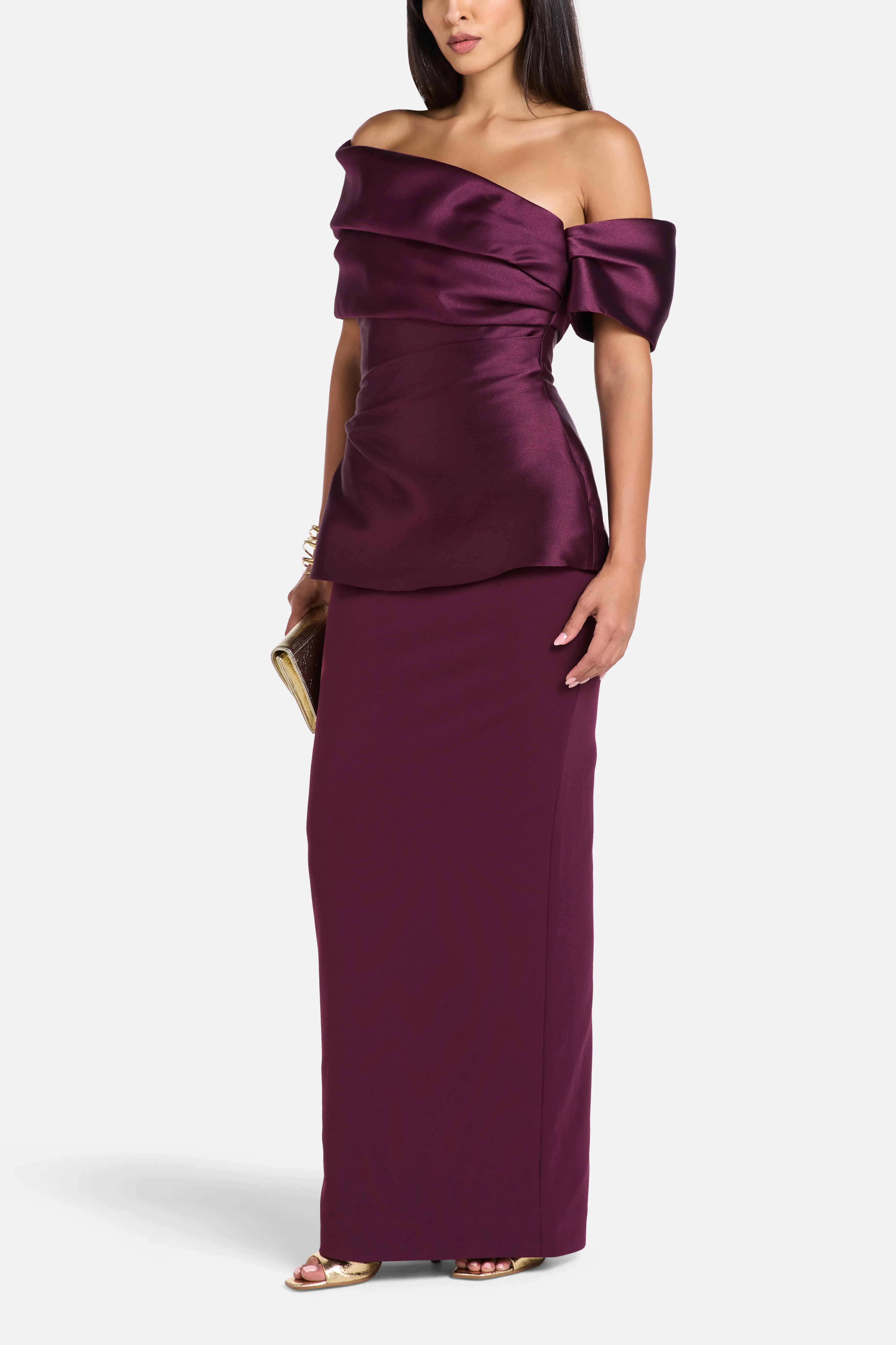 Lucine One Shoulder Evening Dress in Purple