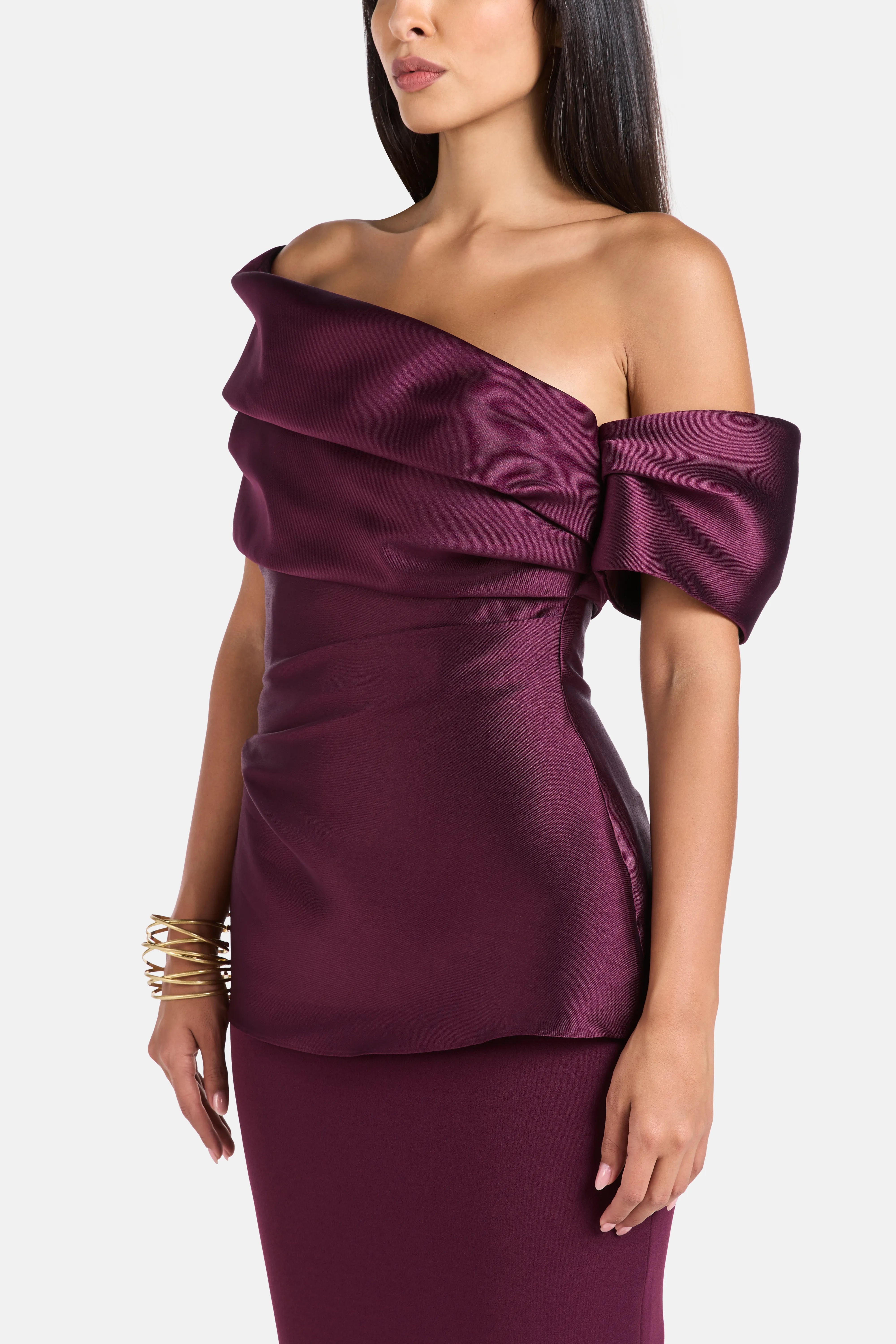 Lucine One Shoulder Evening Dress in Purple