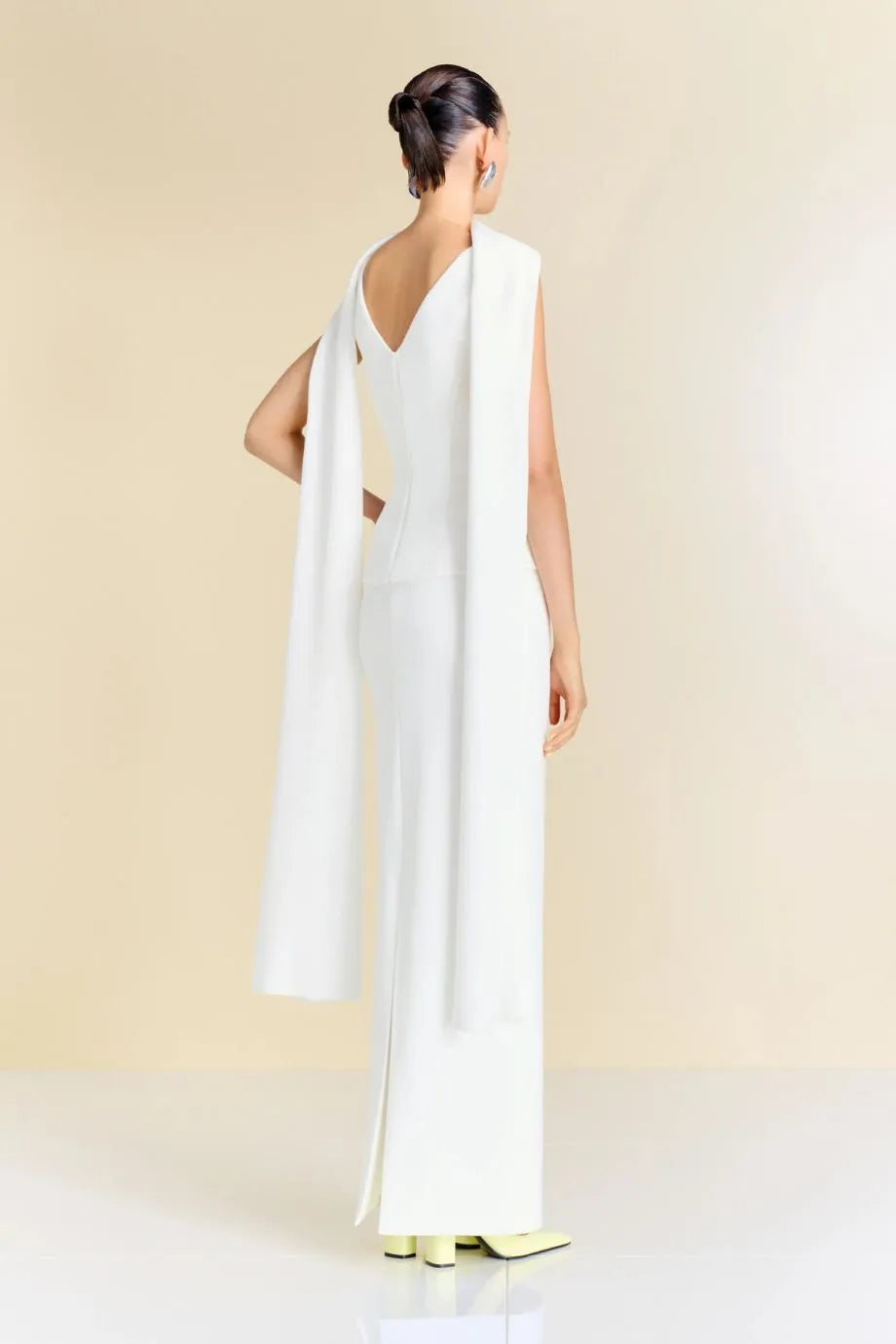 Annie Evening Dress in White with Cape