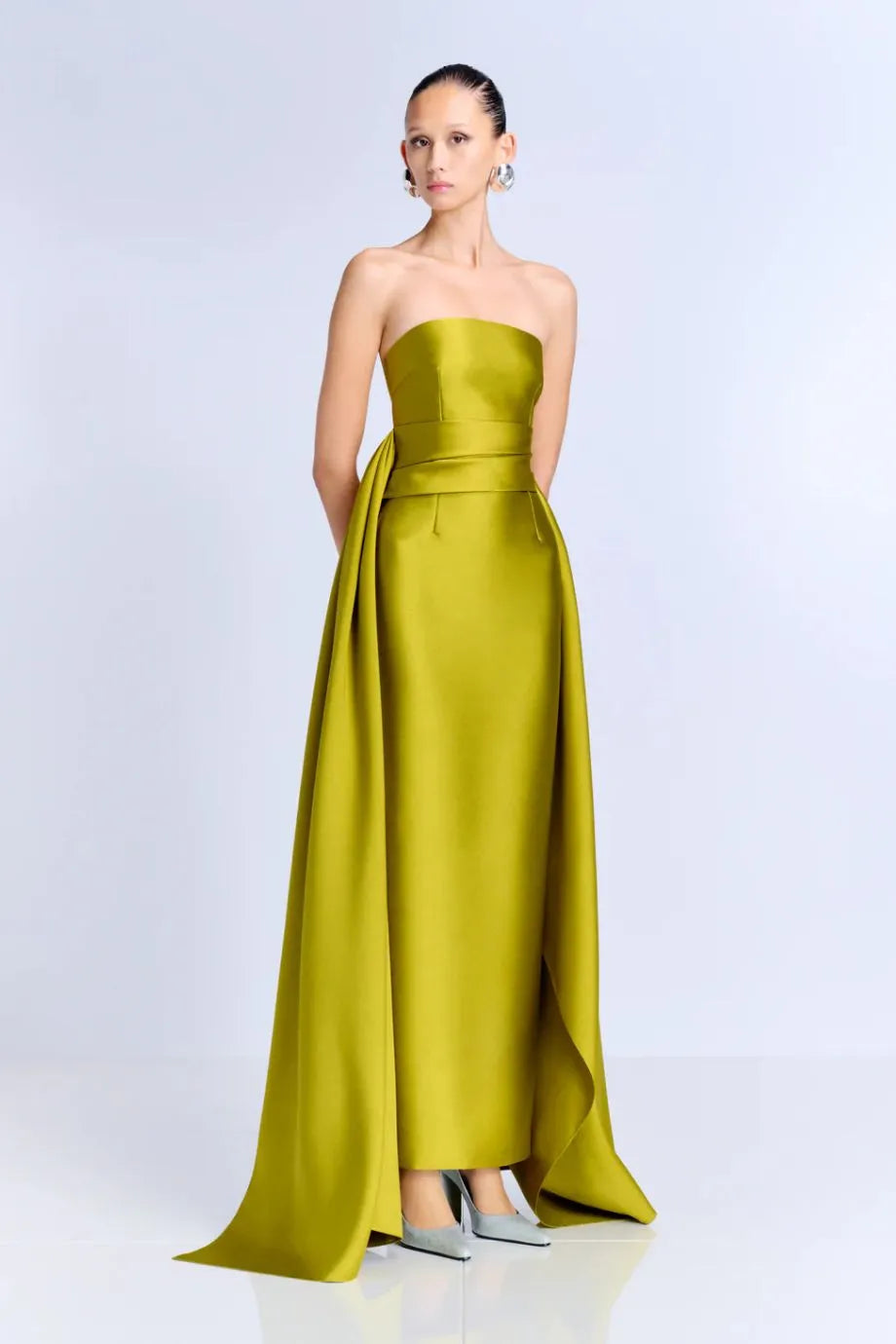 Elara Strapless Evening Gown in Green