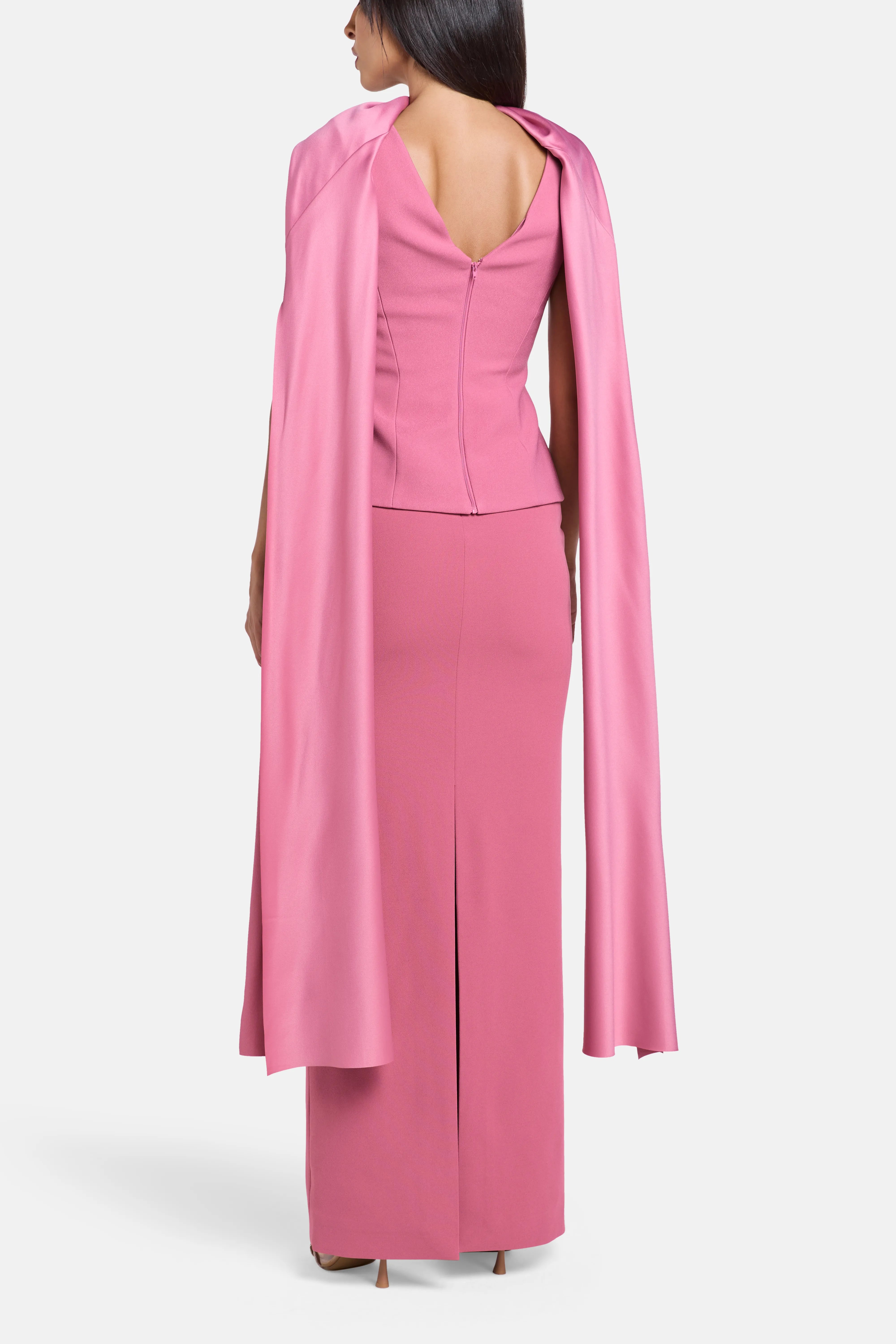 Annie Evening Dress in Pink with Cape