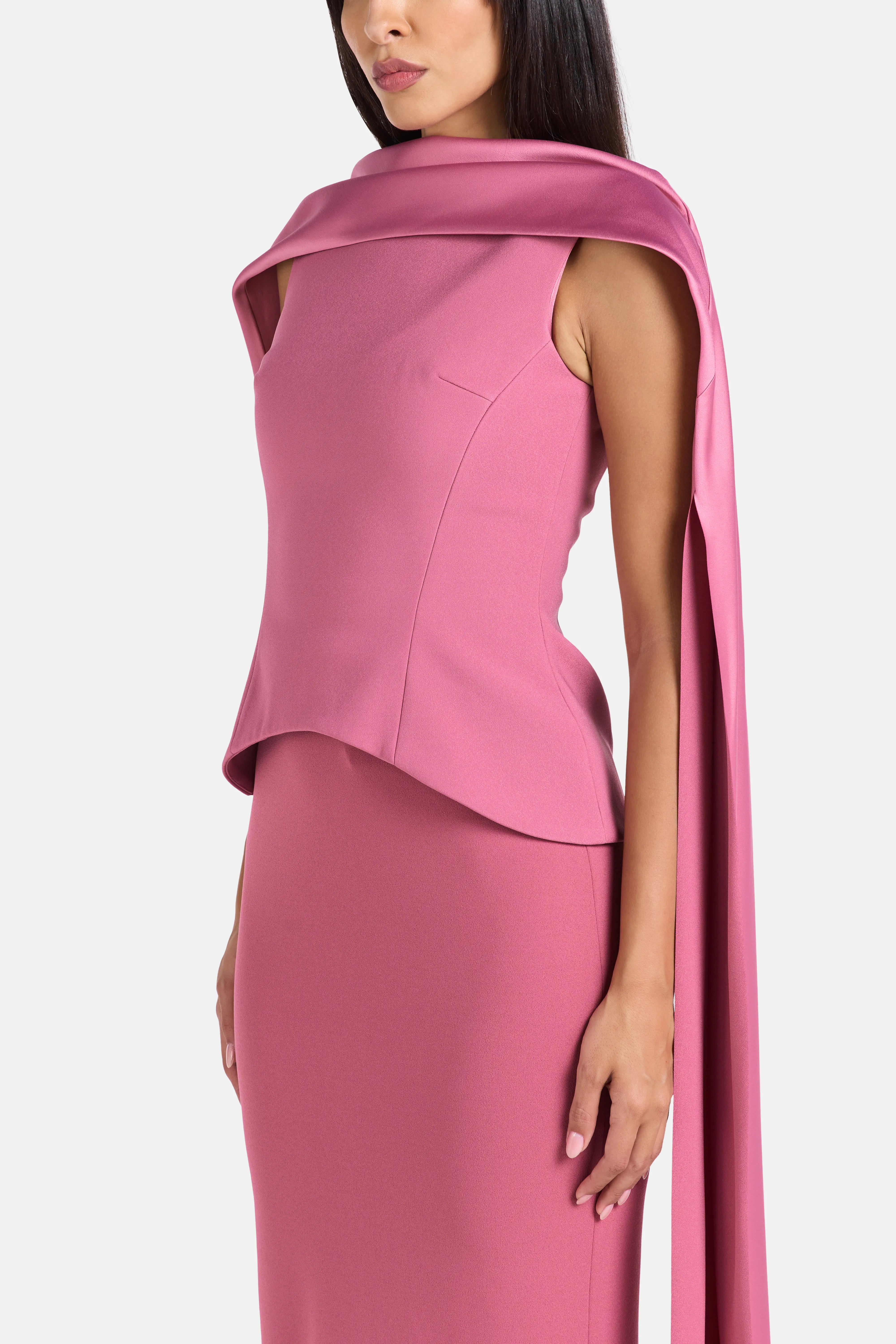 Annie Evening Dress in Pink with Cape