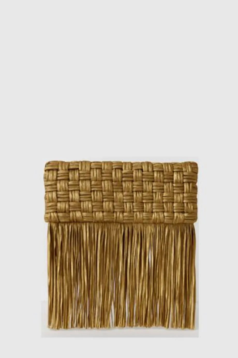 Rachael Fringes Woven Clutch Bag in Gold