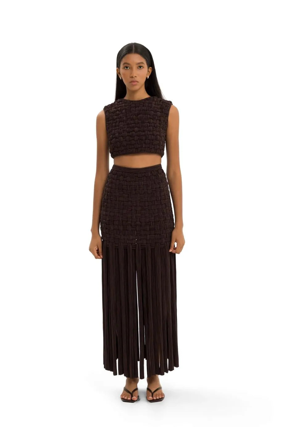 Taino Sleeveless Crop Top in Brown