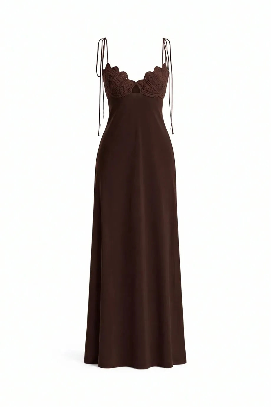 Concha Shell Sleeveless Maxi Dress in Brown