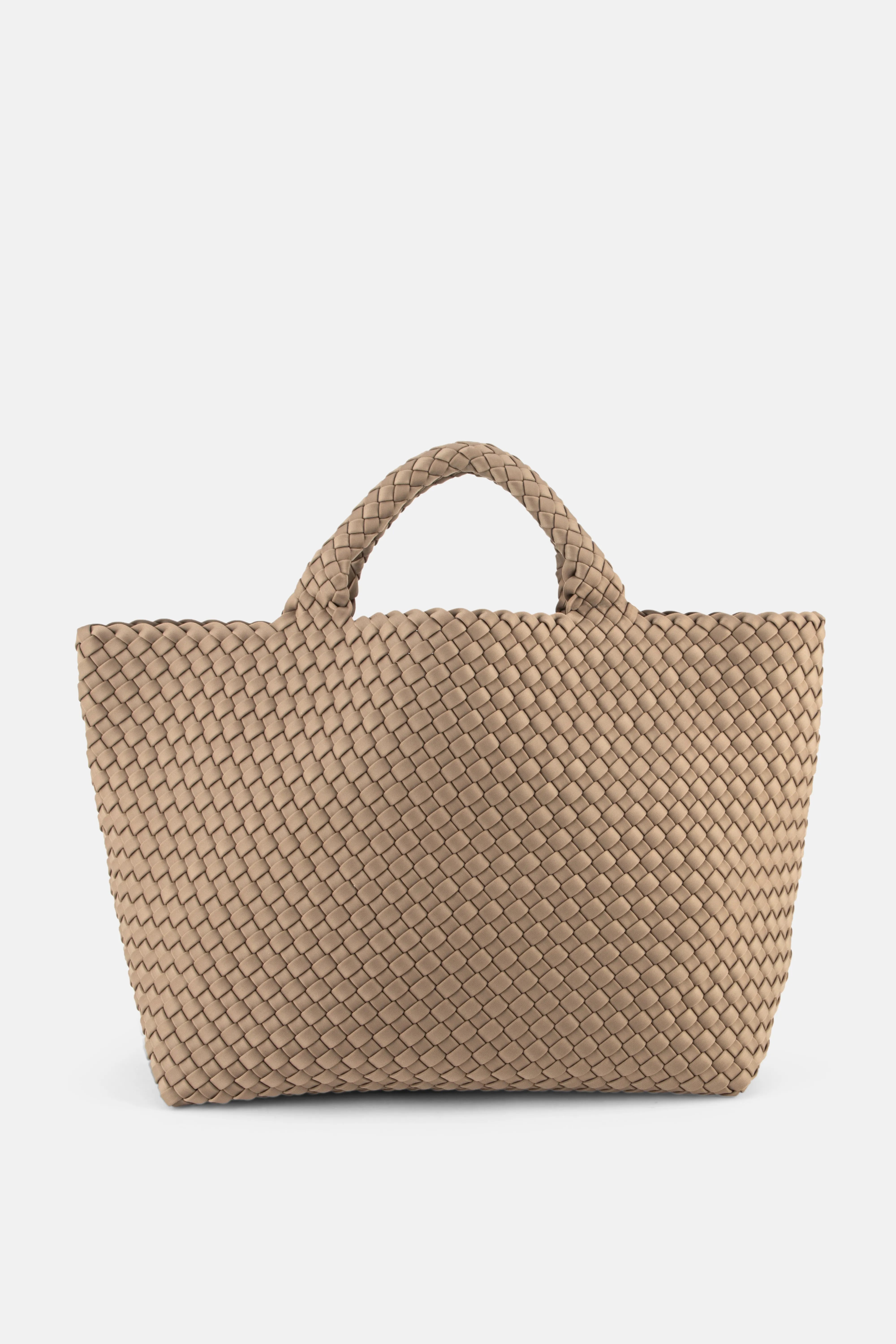 St. Barths Woven Medium Tote Bag in Beige with Pouch