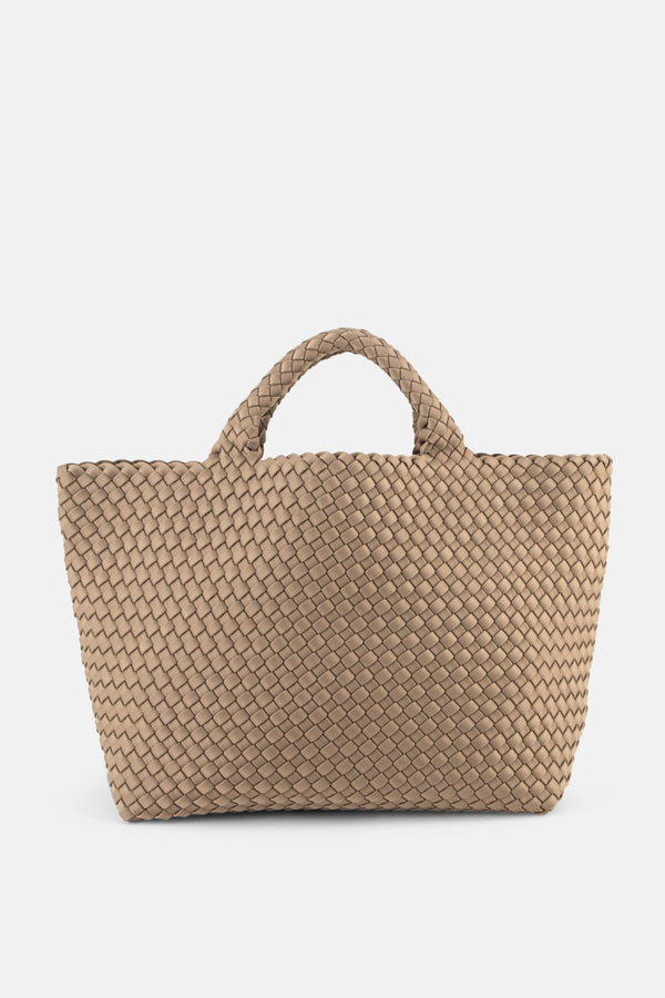 St. Barths Woven Medium Tote Bag in Beige with Pouch