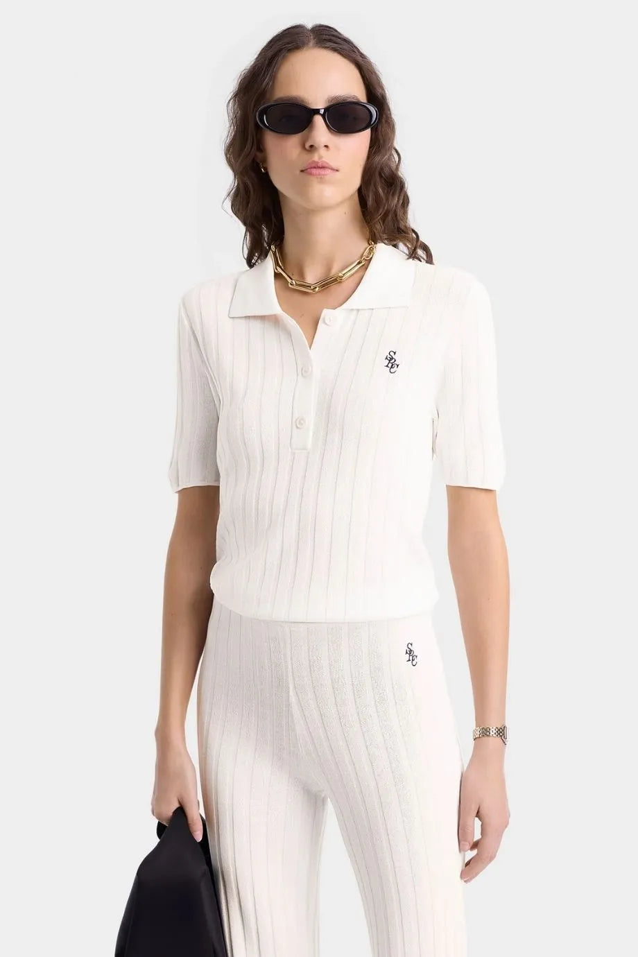 SRC Ribbed Trousers in White