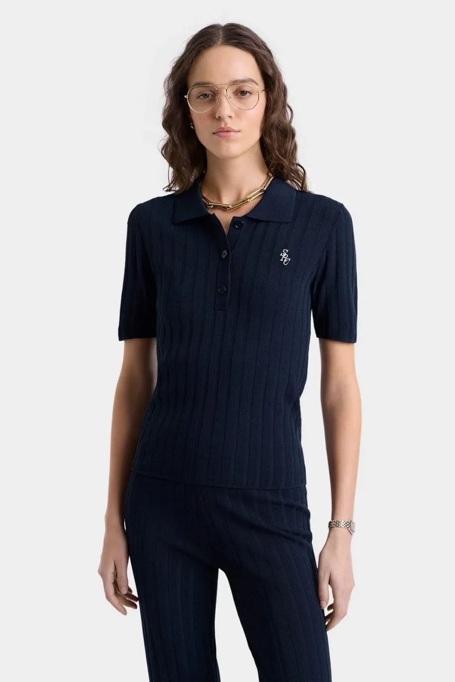 SRC Ribbed Polo T-Shirt in Blue