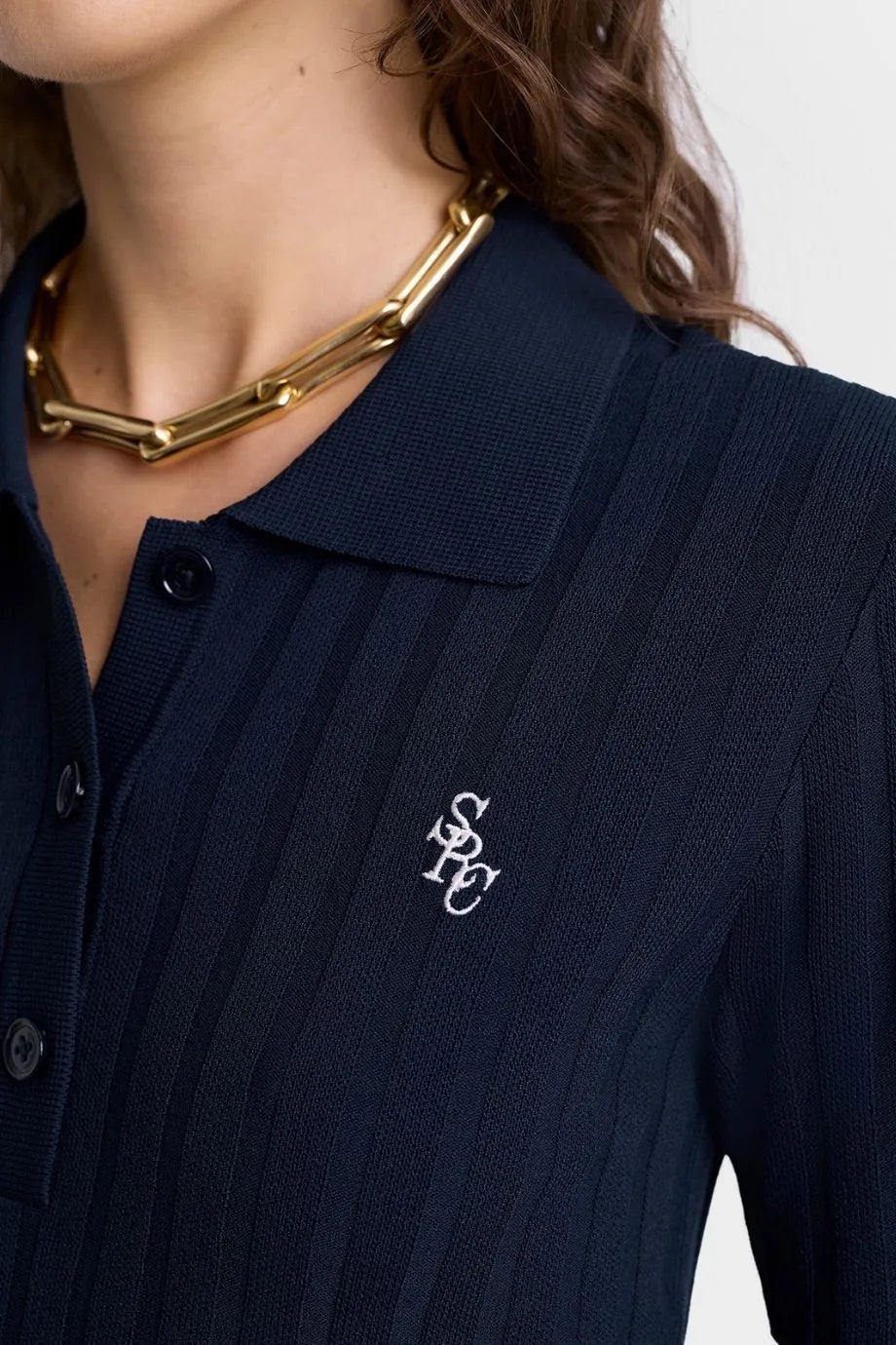 SRC Ribbed Polo T-Shirt in Blue