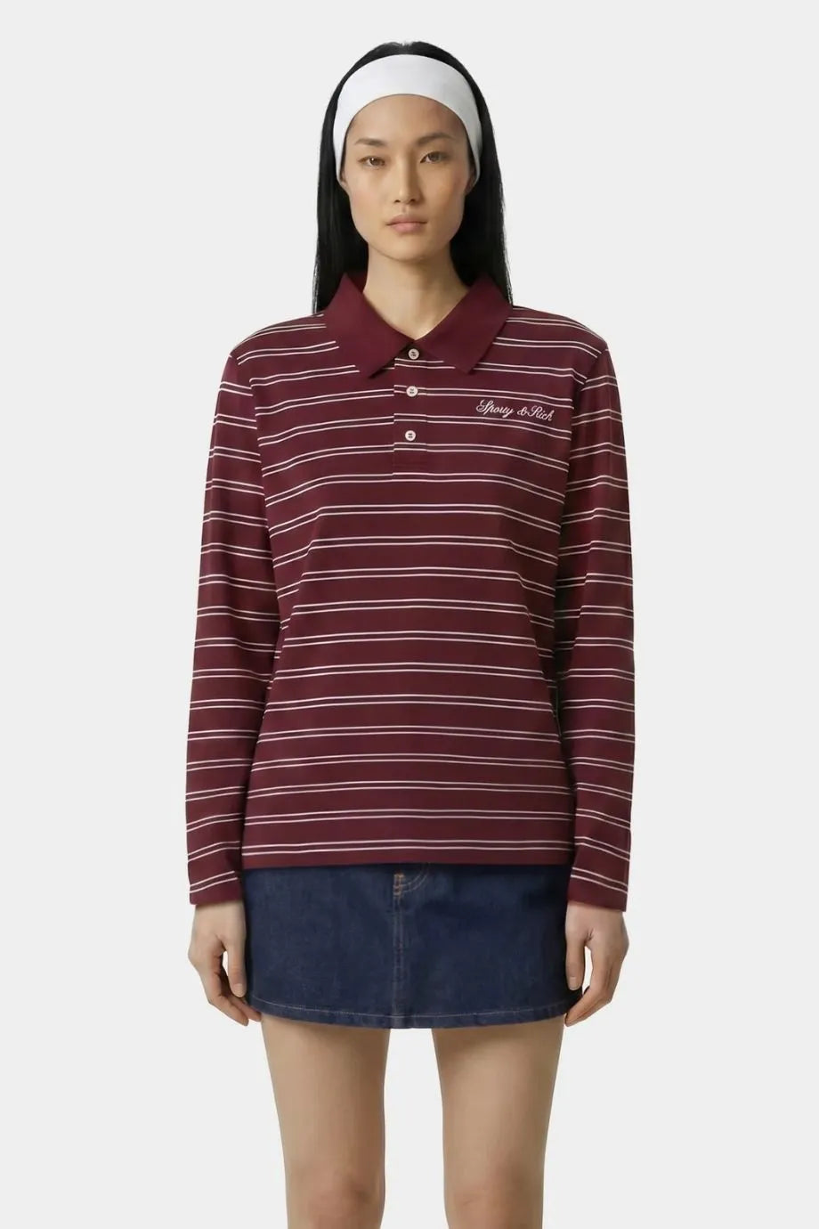 Signature Logo Easy Stripes Polo T-Shirt in Red
