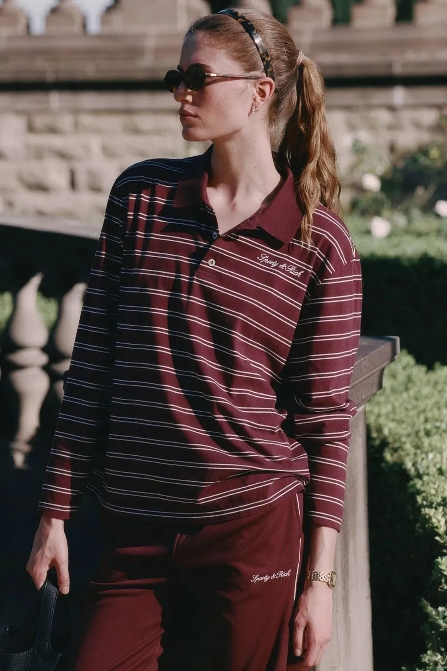 Signature Logo Easy Stripes Polo T-Shirt in Red