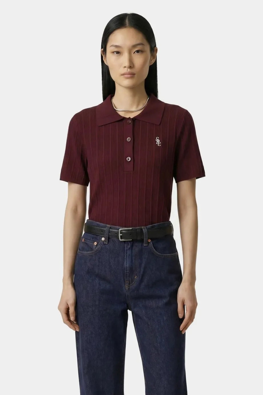 SRC Ribbed Polo T-Shirt in Red