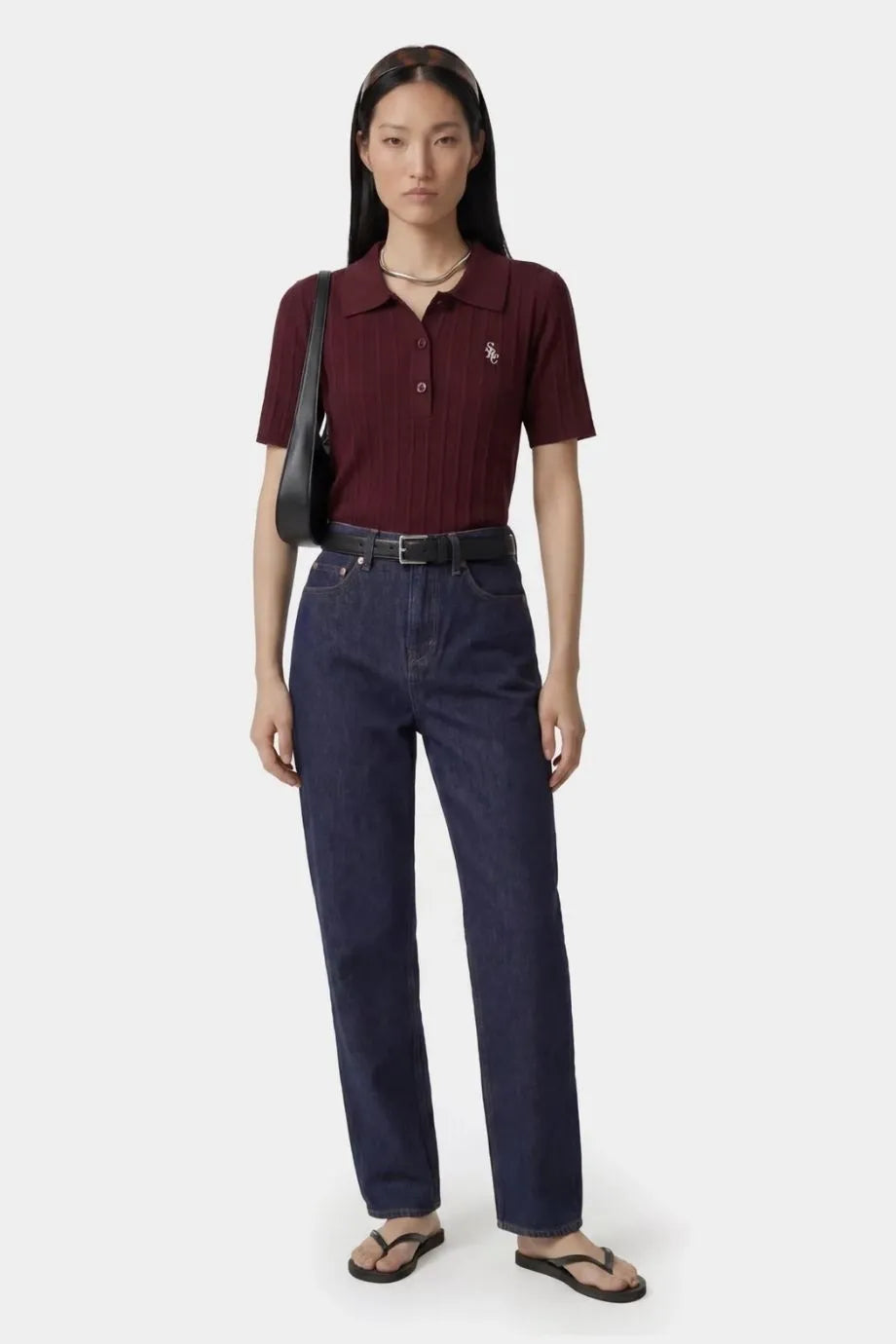 SRC Ribbed Polo T-Shirt in Red