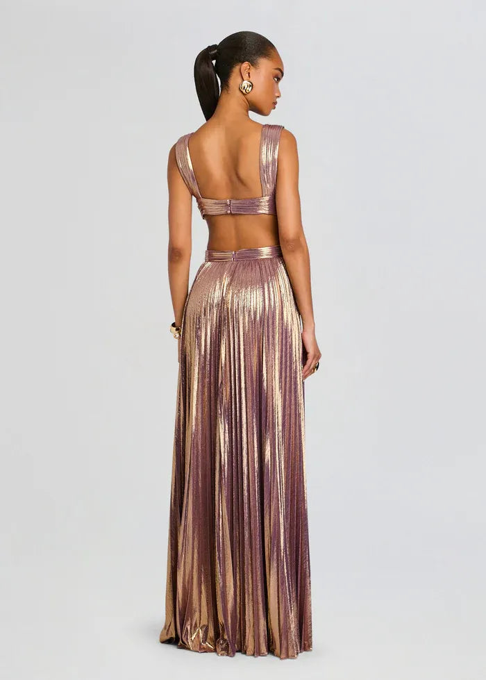 Dracey Sleeveless Evening Dress in Gold