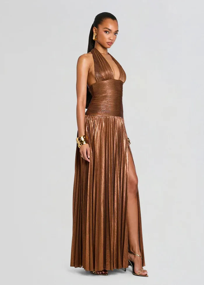 Orlina Sleeveless Evening Dress Dress in Brown