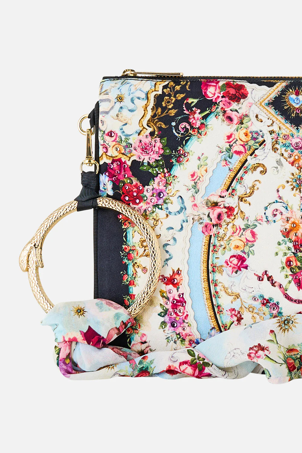 Torero Libertine Floral Ring Scarf Clutch Bag in White