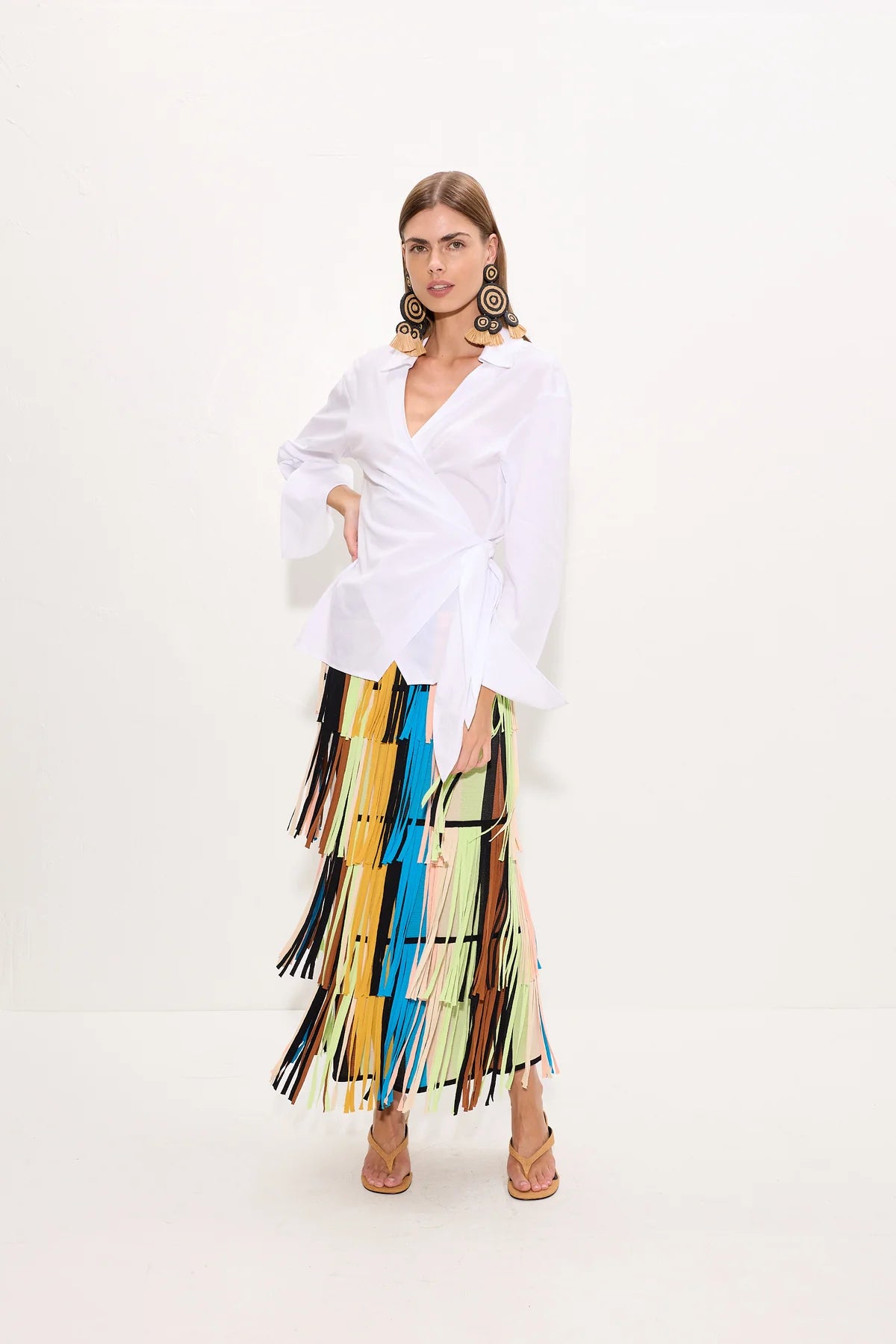 Anya Poplin Wrap Cotton Top in White