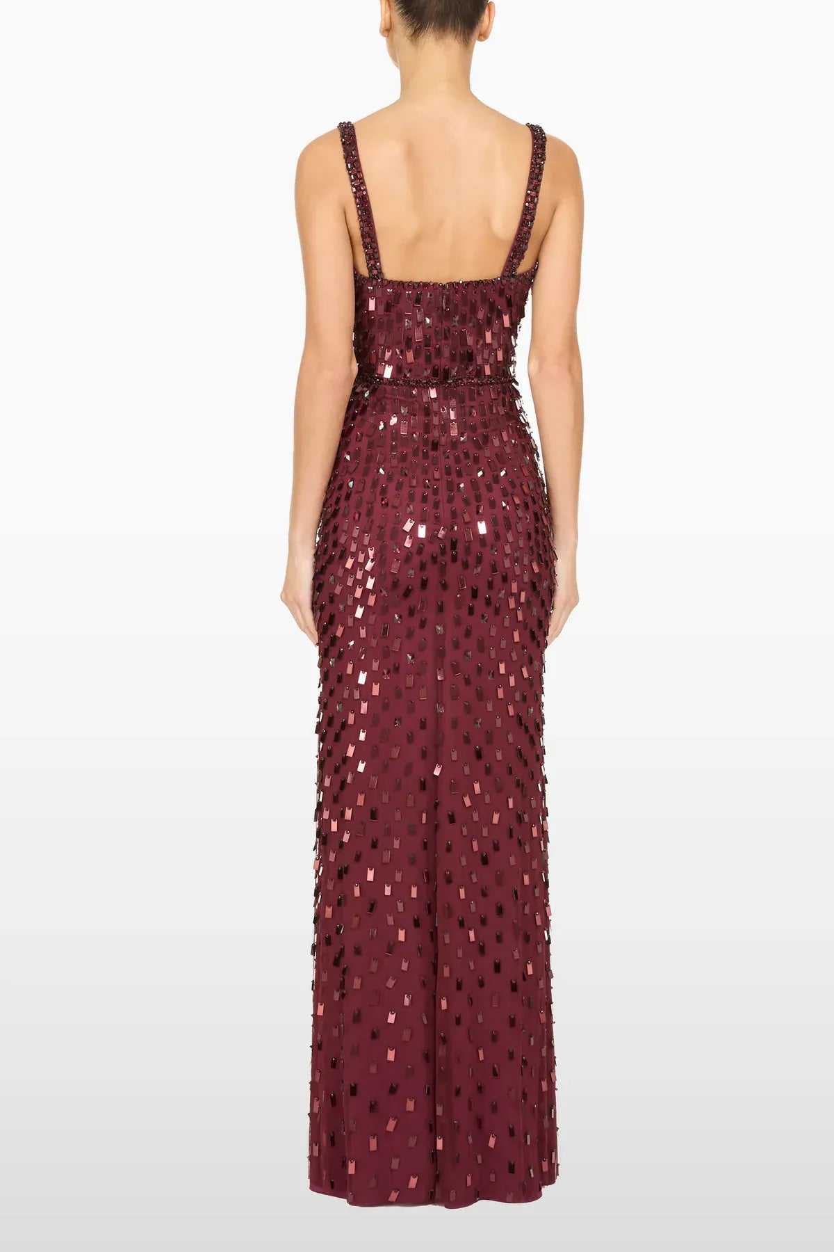 Juliette Sequins Embellished Sleeveless Evening Dress in Brown