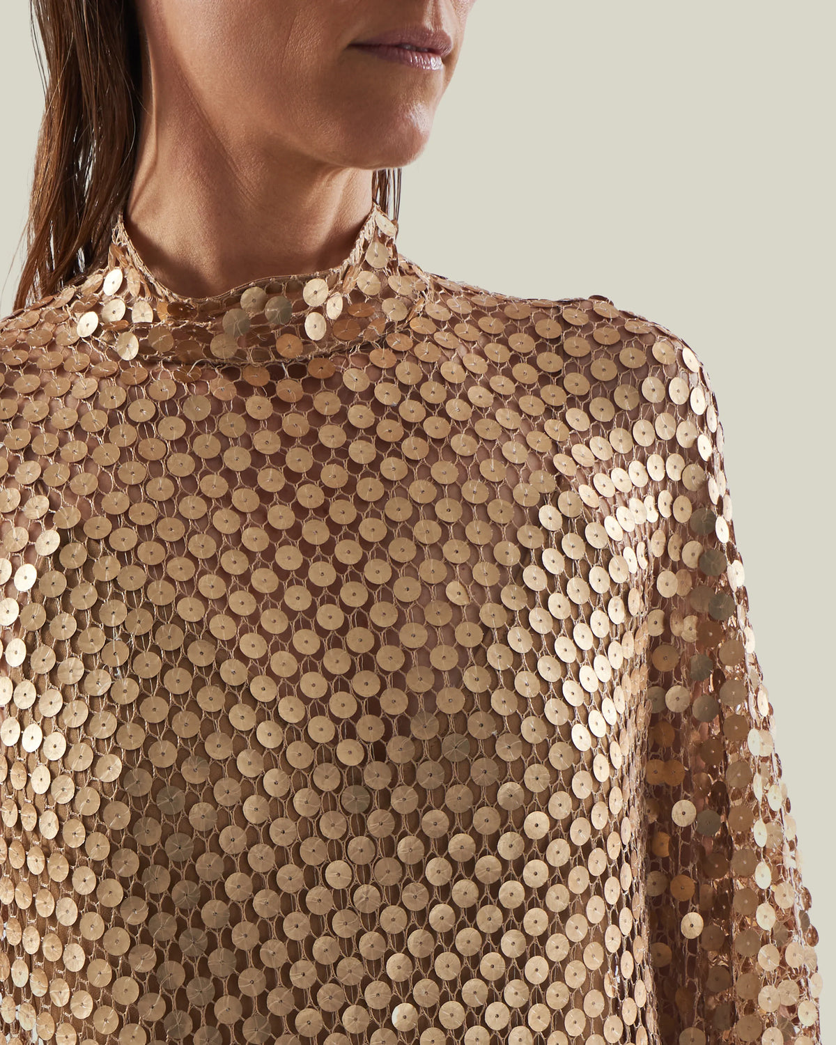 Deserto Metallic Sequins Maxi Kaftan in Brown