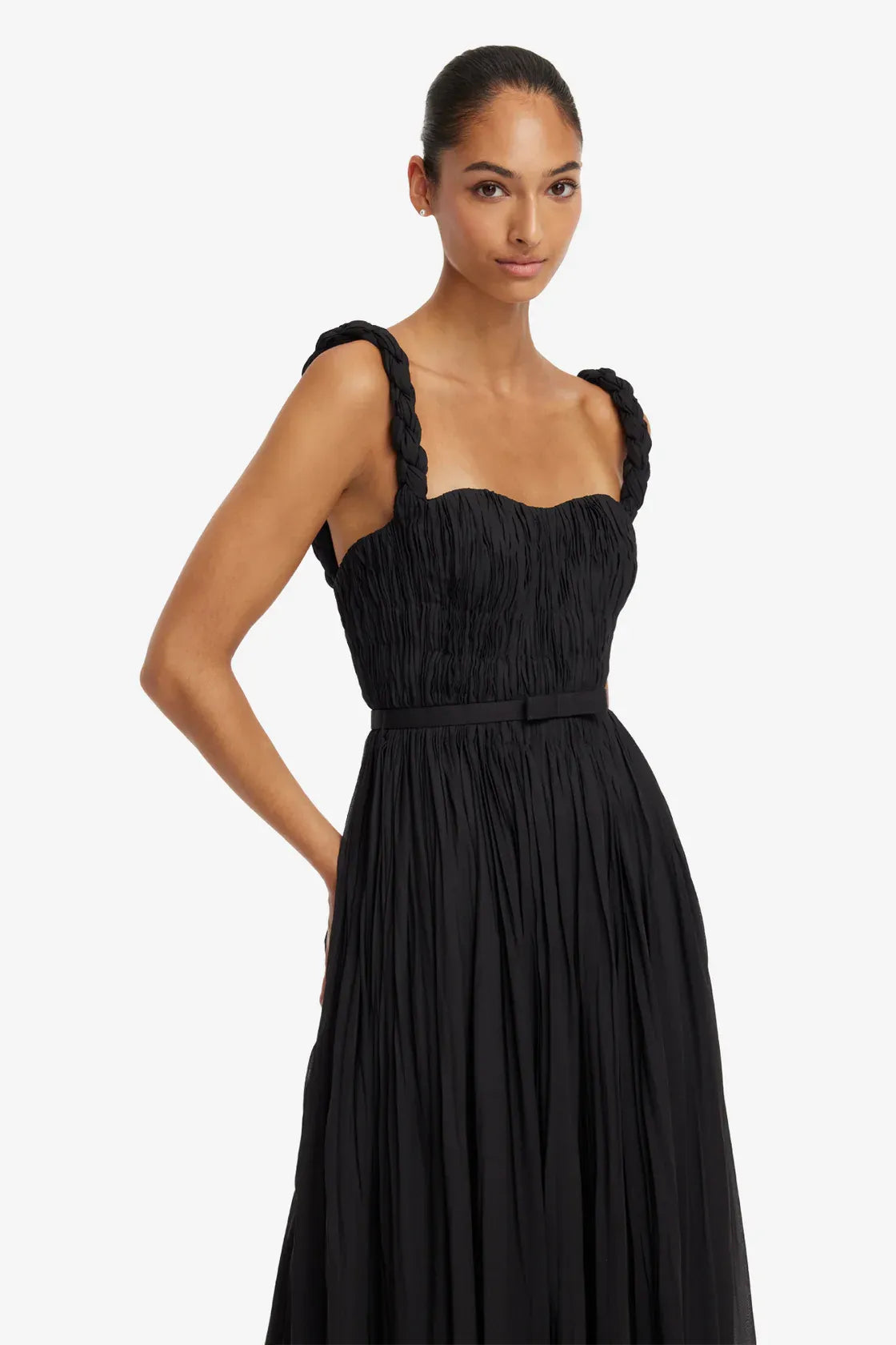 Angelina Snapdragon Floral Ruffles Maxi Dress in Black