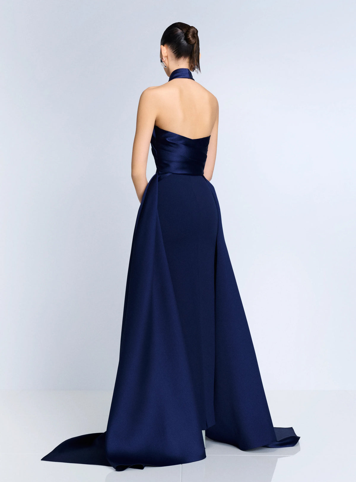 Rumi Halter Neck Sleeveless Evening Gown in Blue