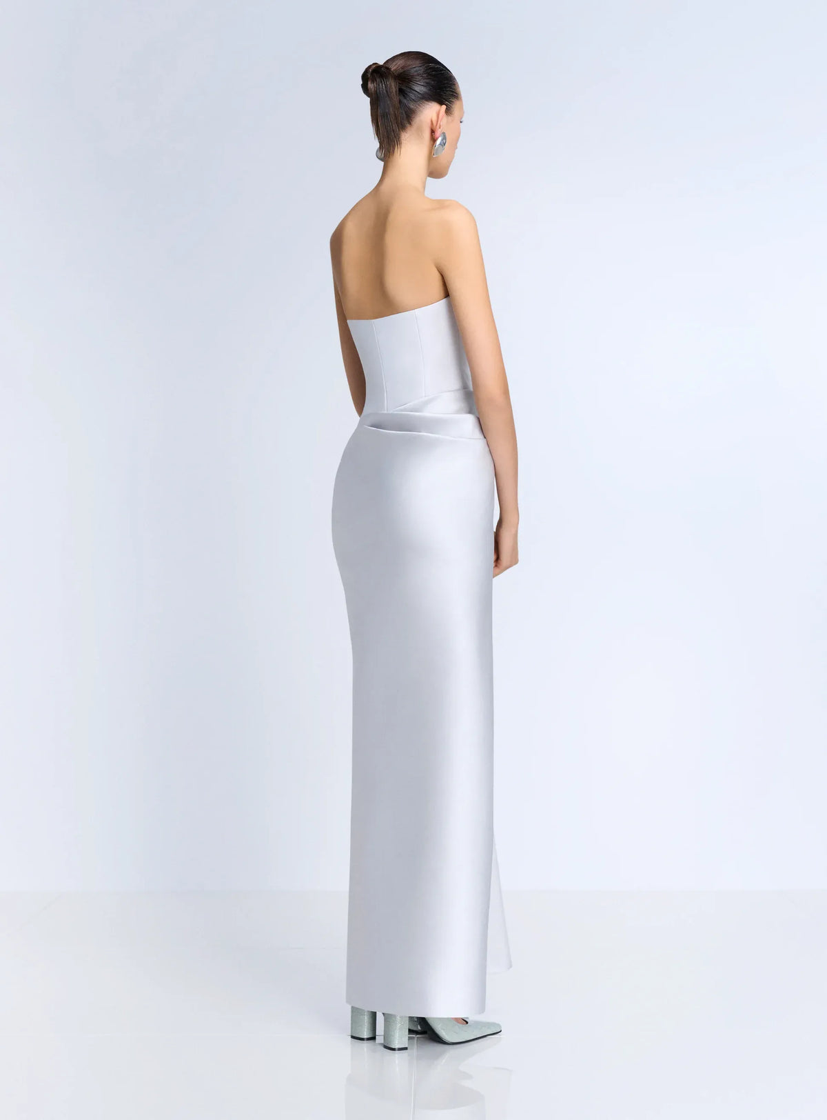 Seri Strapless Evening Dress in Silver