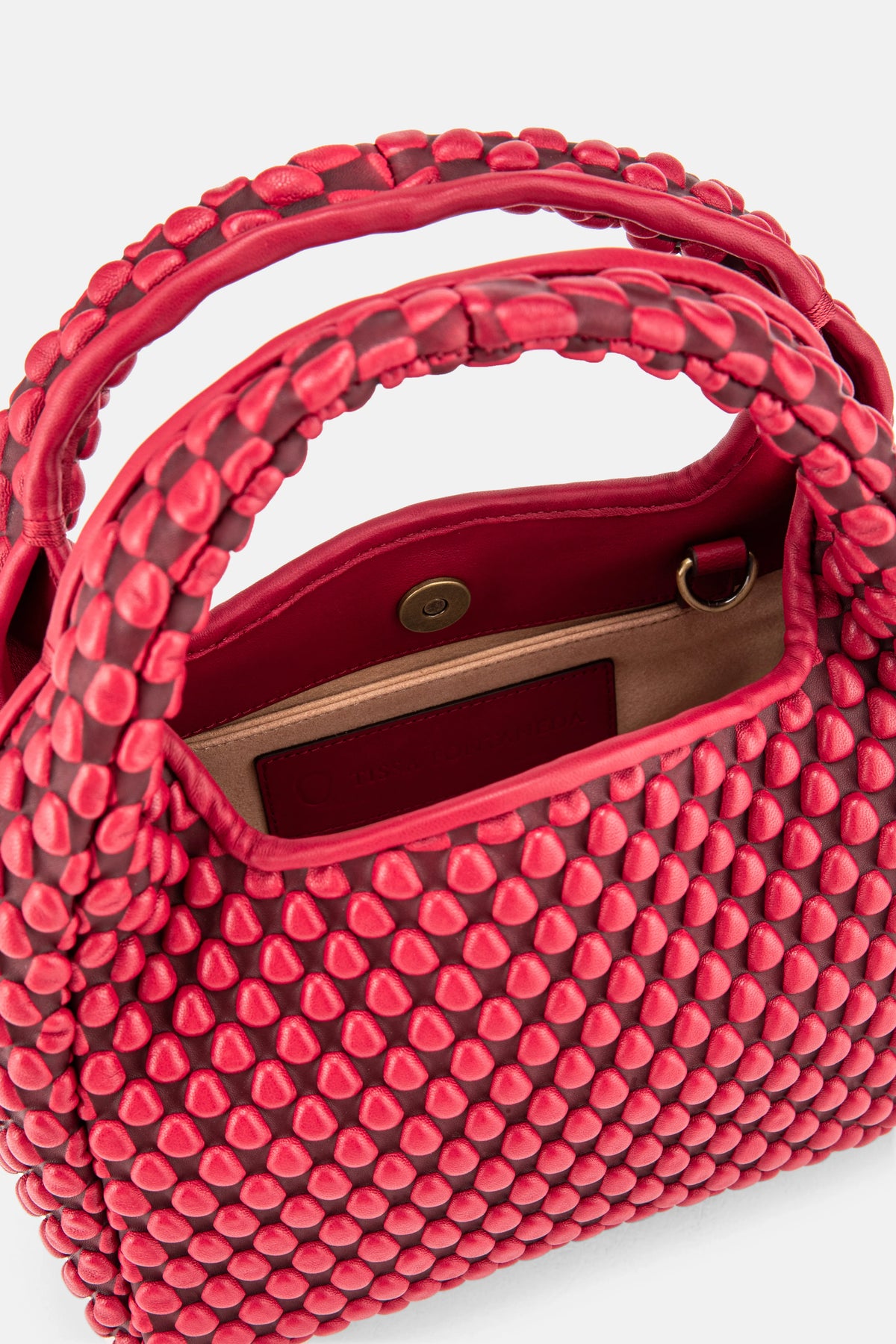 Figaro Nappa Classic Red Bubble Top Handle Bag in Red