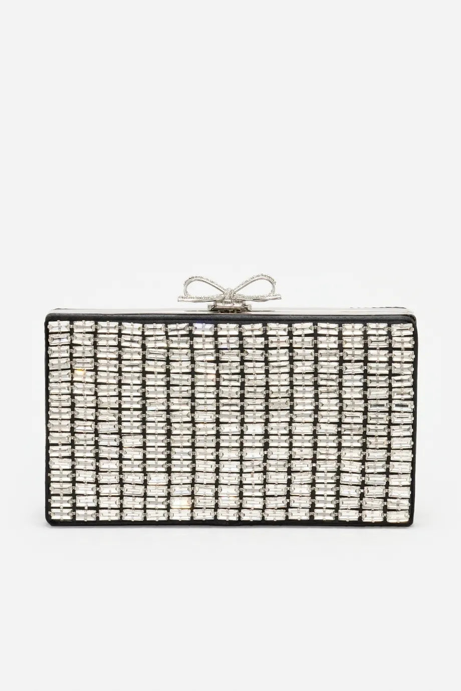 Crystal Chainmail Clutch Bag in Silver