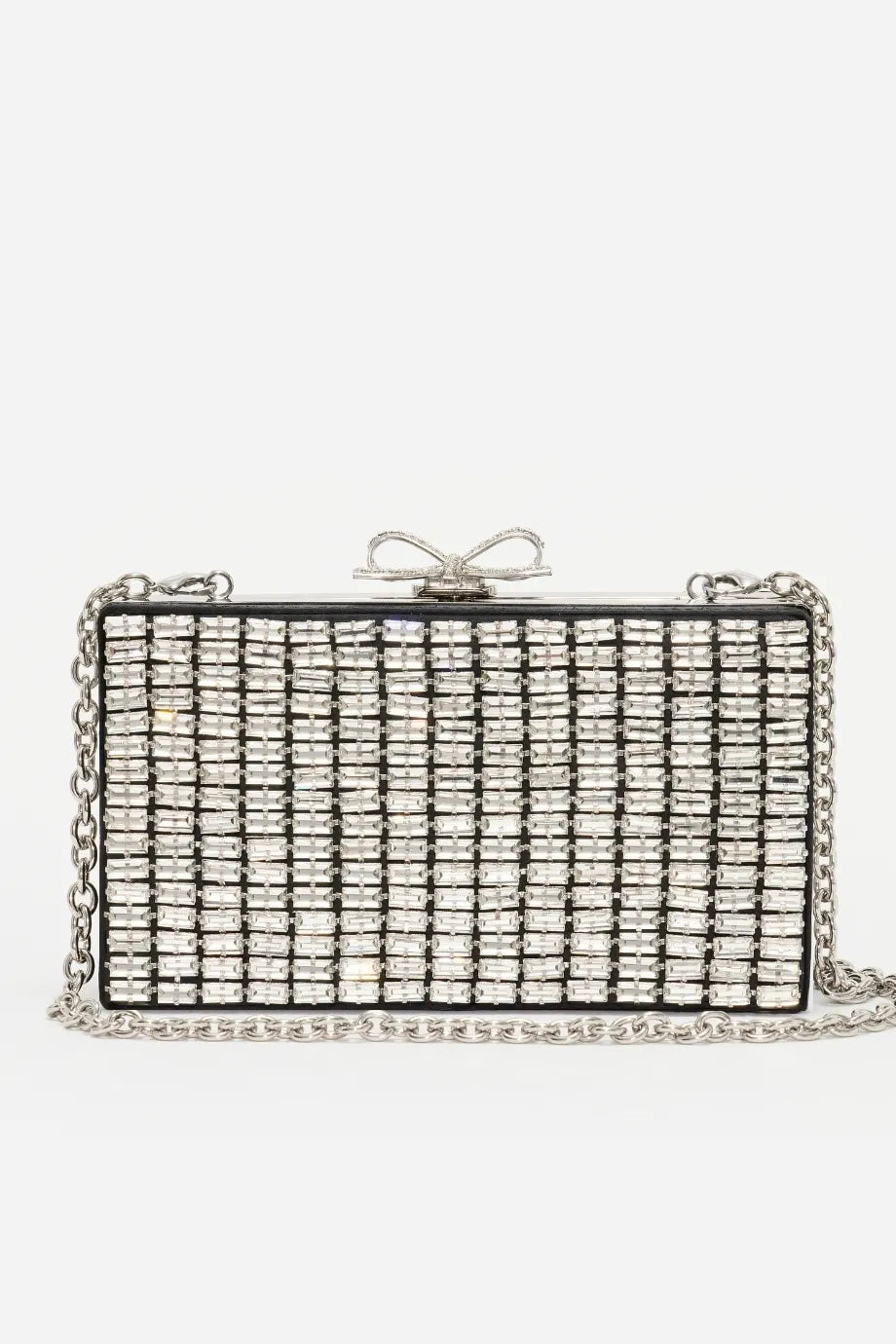 Crystal Chainmail Clutch Bag in Silver