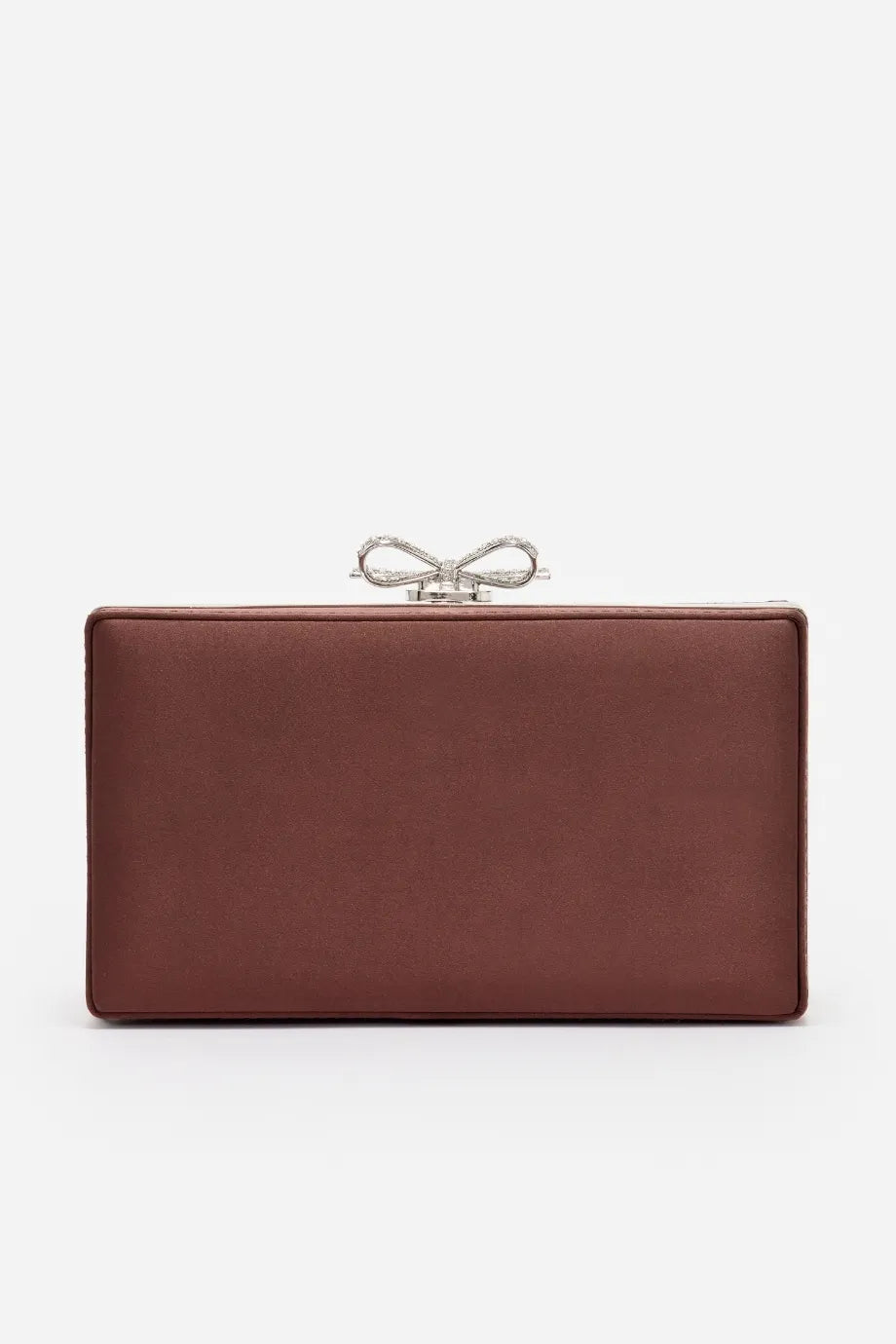 Crystal Chainmail Clutch Bag in Brown