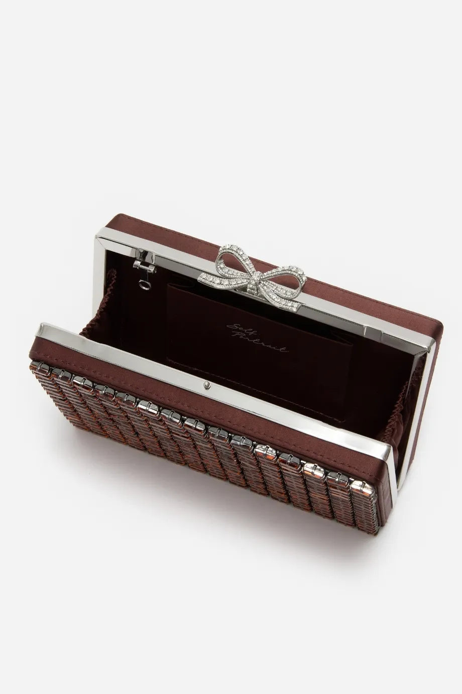 Crystal Chainmail Clutch Bag in Brown