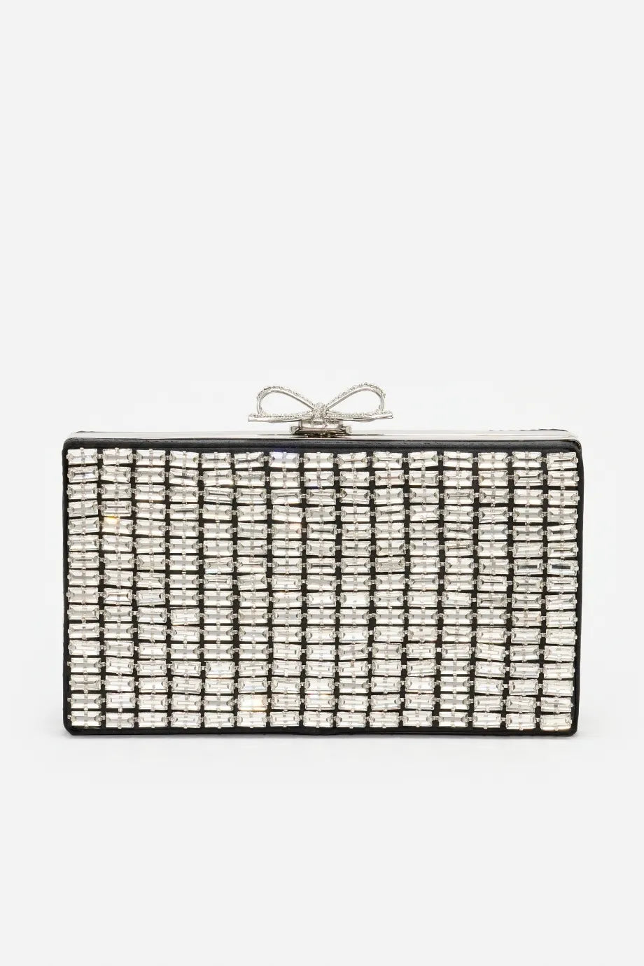 Crystal Chainmail Clutch Bag in Silver