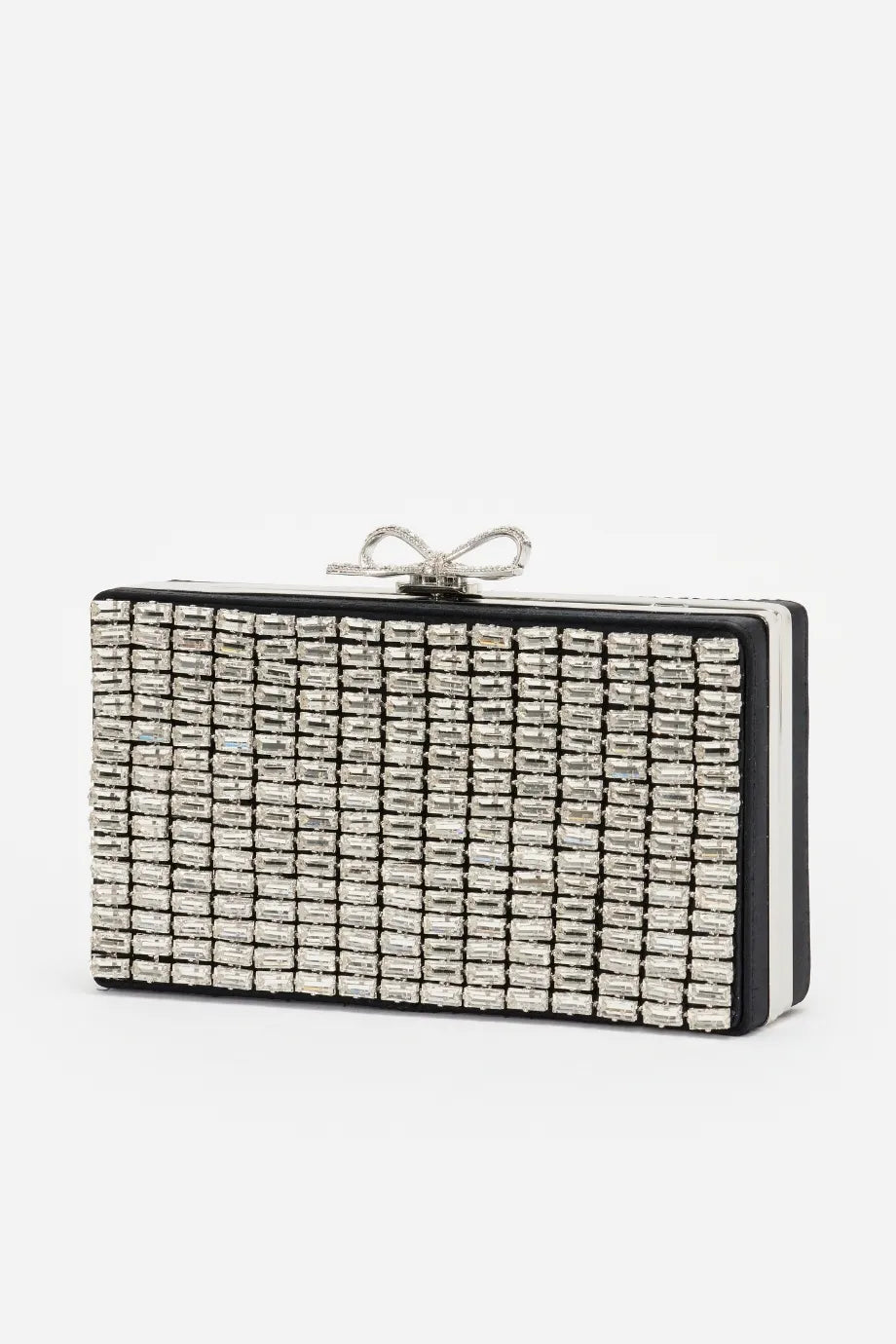 Crystal Chainmail Clutch Bag in Silver
