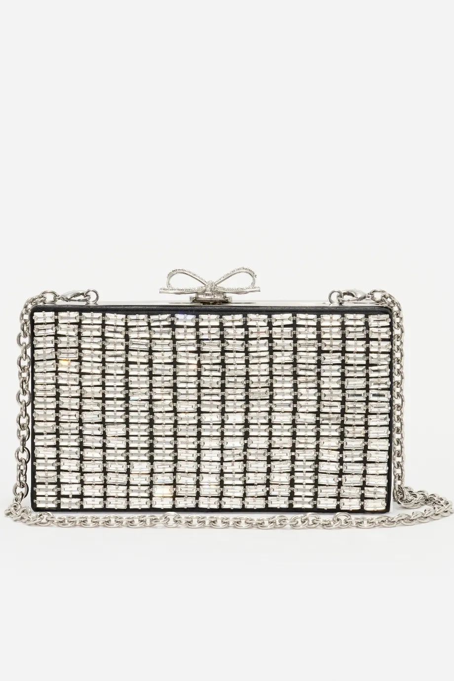 Crystal Chainmail Clutch Bag in Silver