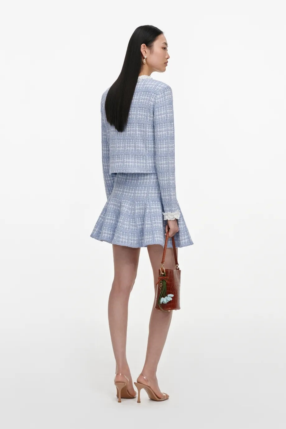 Check Knit Mini Skirt in Blue