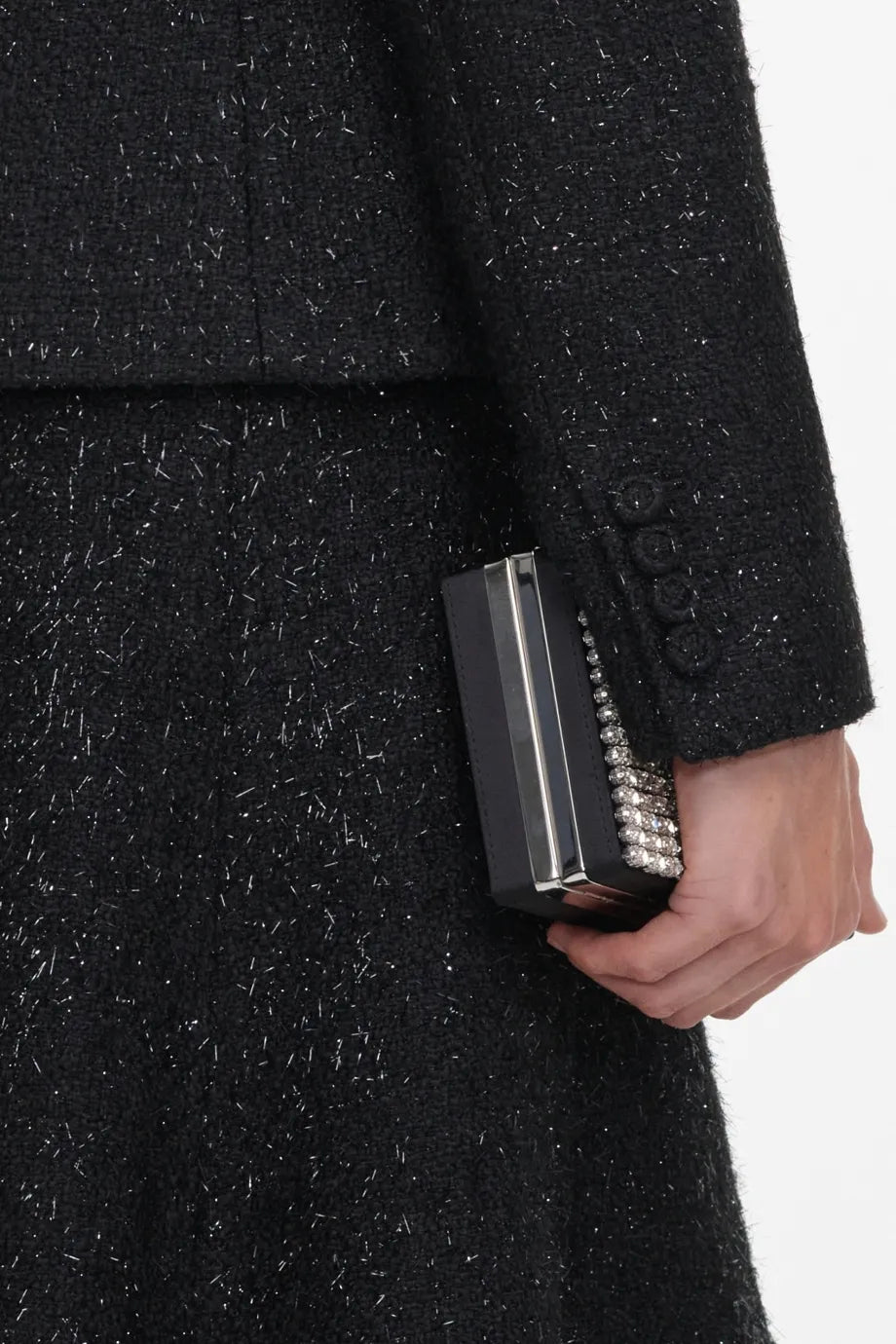 Metallic Boucle Midi Dress in Black