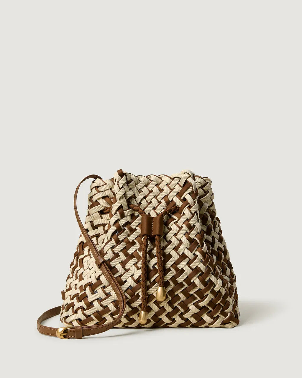 Gramercy Woven Bucket Bag in Brown