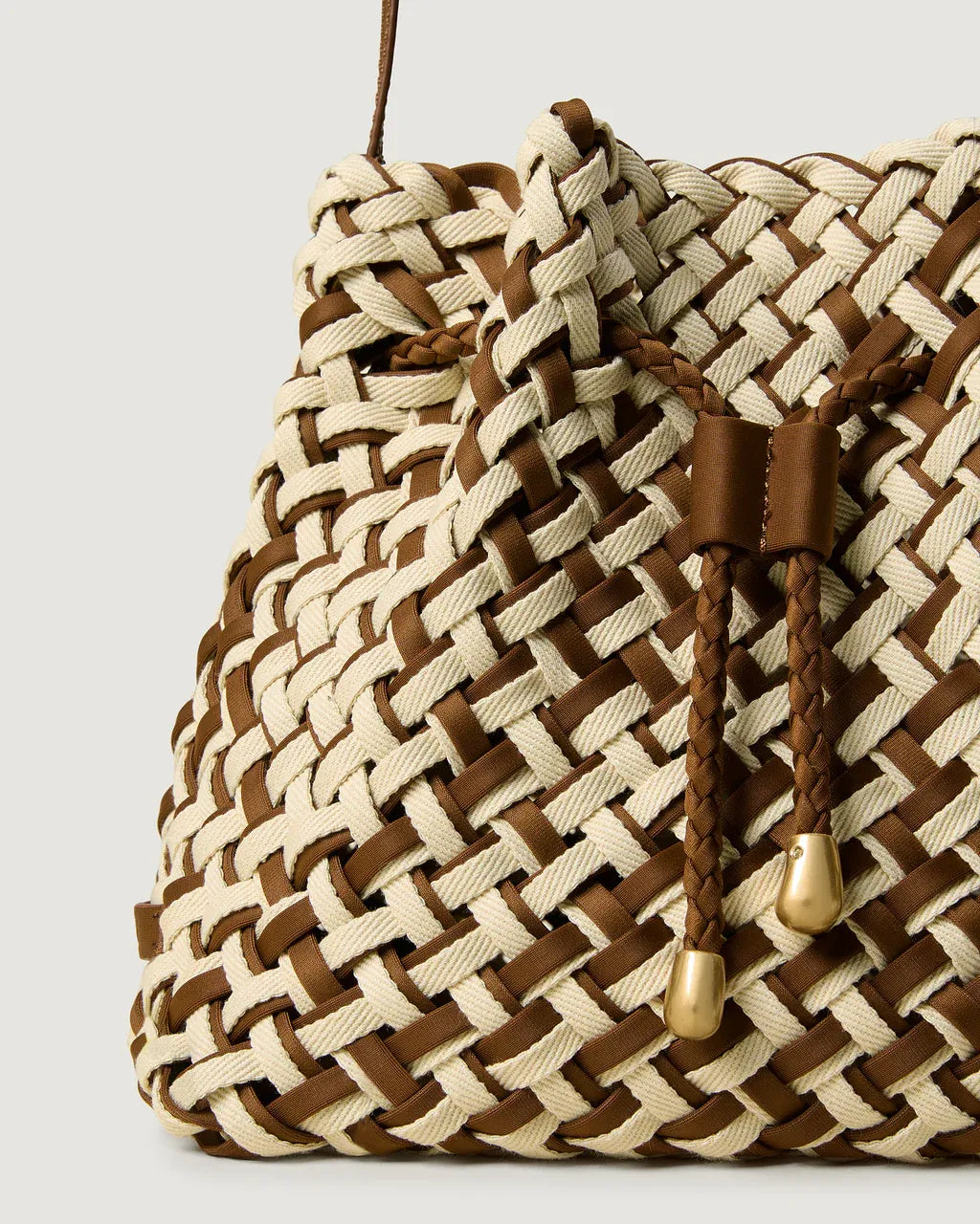 Gramercy Woven Bucket Bag in Brown
