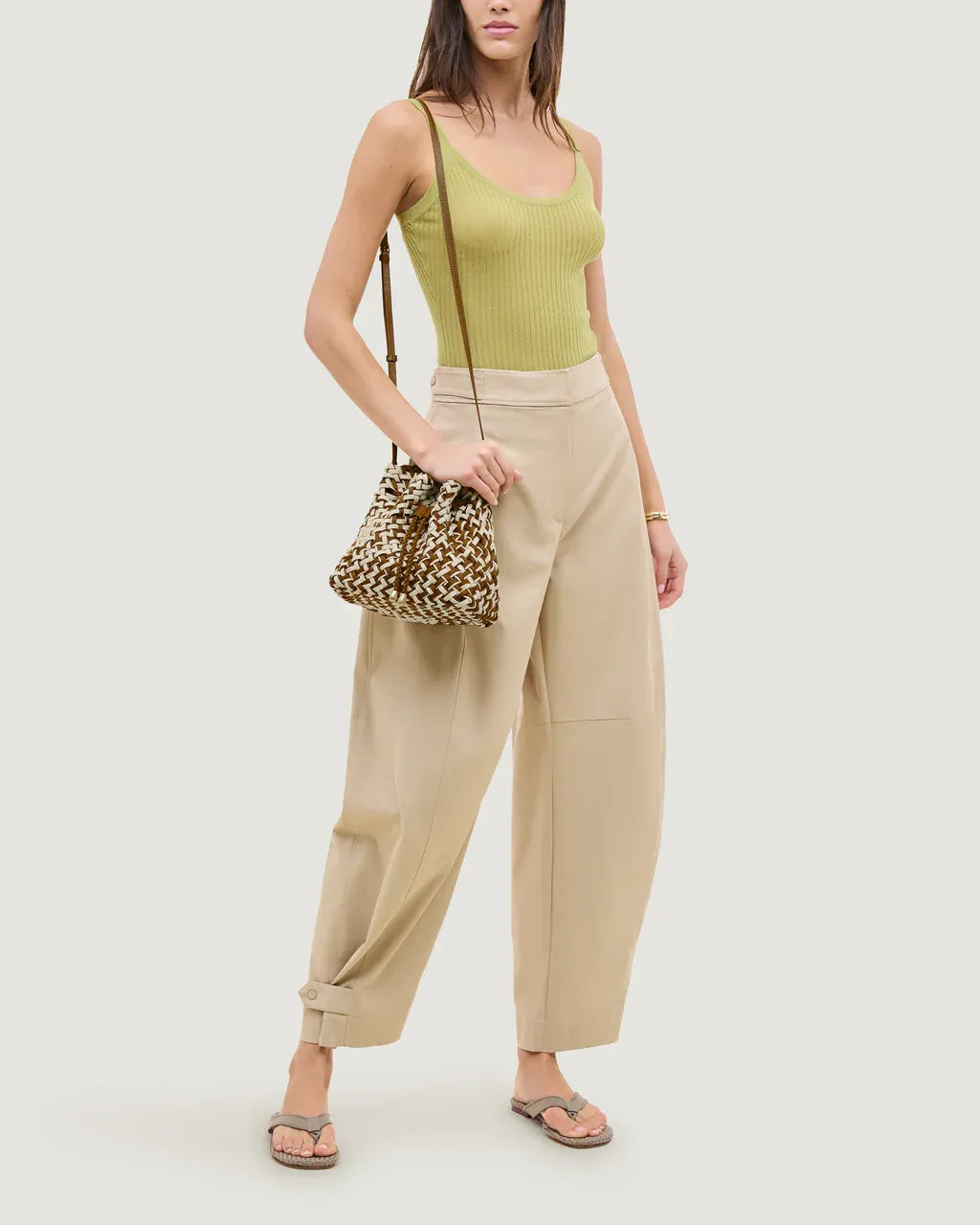 Gramercy Woven Bucket Bag in Brown