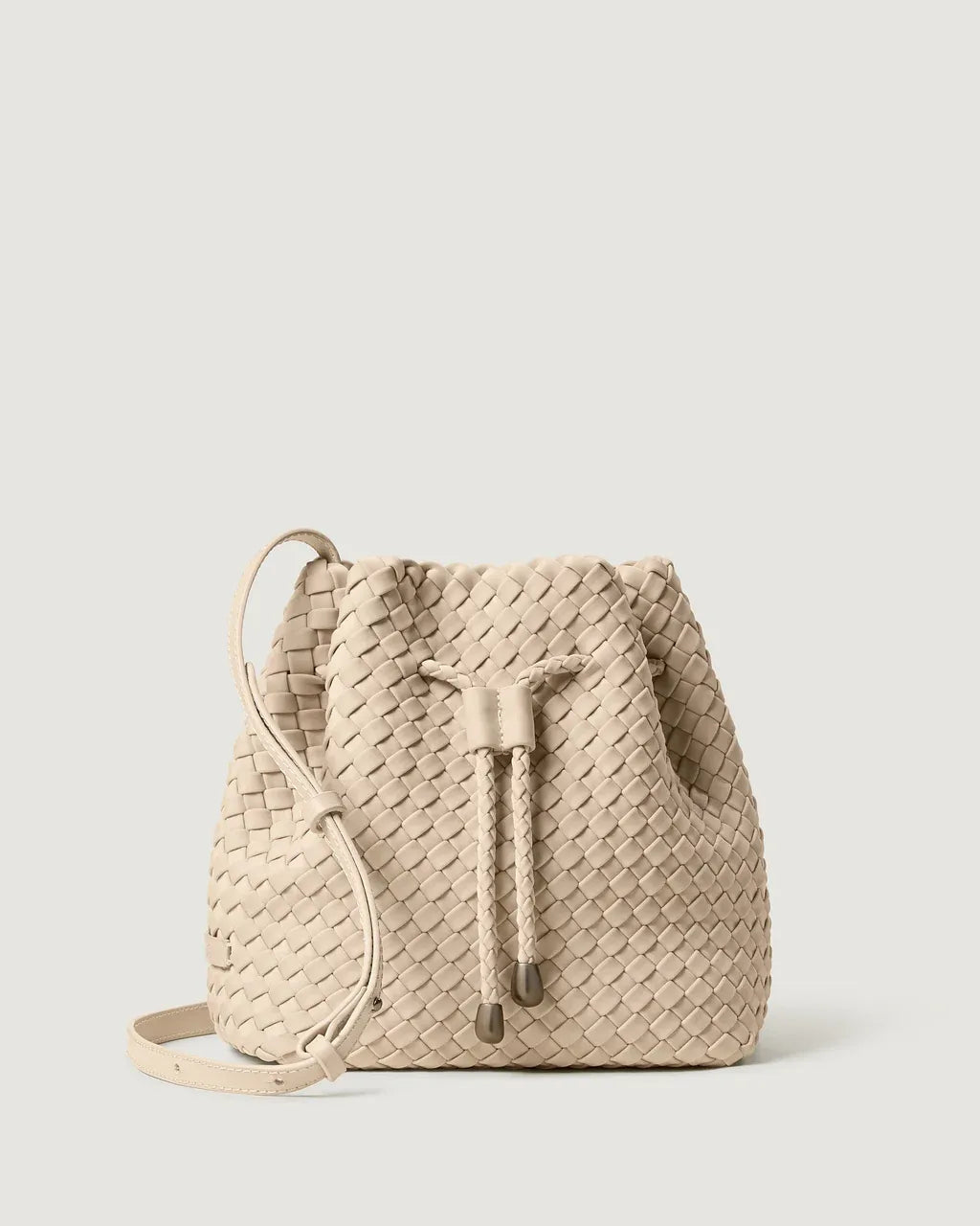 Gramercy Woven Bucket Bag in Beige