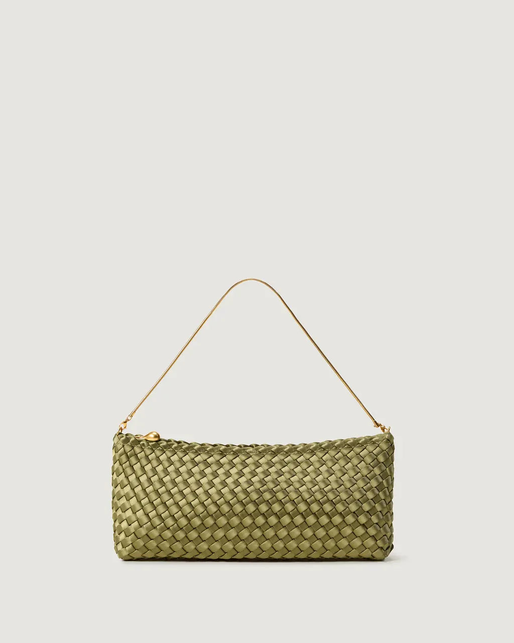 Gala Satin Woven Clutch Bag in Green